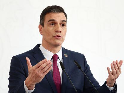 Pedro Sánchez during Tuesday's press conference