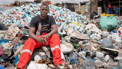 John Chweya, leader of Kenyan waste pickers, at the Dandora landfill site in Nairobi.