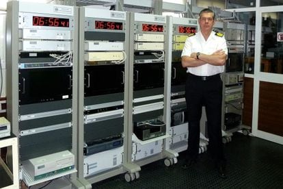The Navy official Francisco Javier Galindo inside his laboratory.