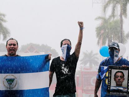 Young people protest against the government of Daniel Ortega in Managua, Nicaragua in 2018.