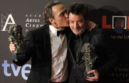 Spanish actor Jose Coronado (l) and director Enrique Urbizu.