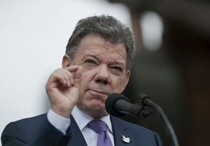 President Juan Manuel Santos, during a speech.