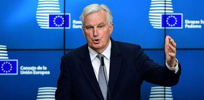 Michel Barnier during a press conference.
