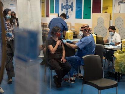 Vaccination site in Barcelona.