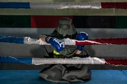 An Afghan woman boxer in Kabul, Afghanistan. In Afghanistan, women also practiced conventional boxing. In fact, Sadaf Rahmini made history by being the first female boxer to be invited to the 2012 London Olympics. "I'll proudly fight for women and Afghanistan," she said. Another of her famous quotes is: "The first time I hit someone it was in my village, I was 11. It was actually my cousin...afterwards he said I hit him so hard that I should become a boxer!"