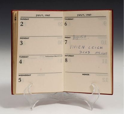 Vivien Leigh's agenda from 1967, the year of her death, will be auctioned off in Barcelona.