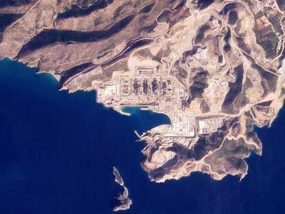 This satellite image from Planet Labs PBC shows the under-construction Akkuyu nuclear power plant in Mersin province, Turkey, Friday, Feb. 10, 2023.