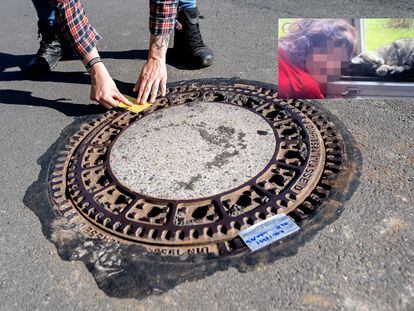 The manhole cover to the sewer in which the boy Joe was found in Oldenburg.