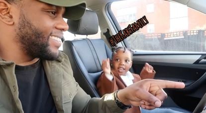 Mali Kabs singing with her father in the car.
