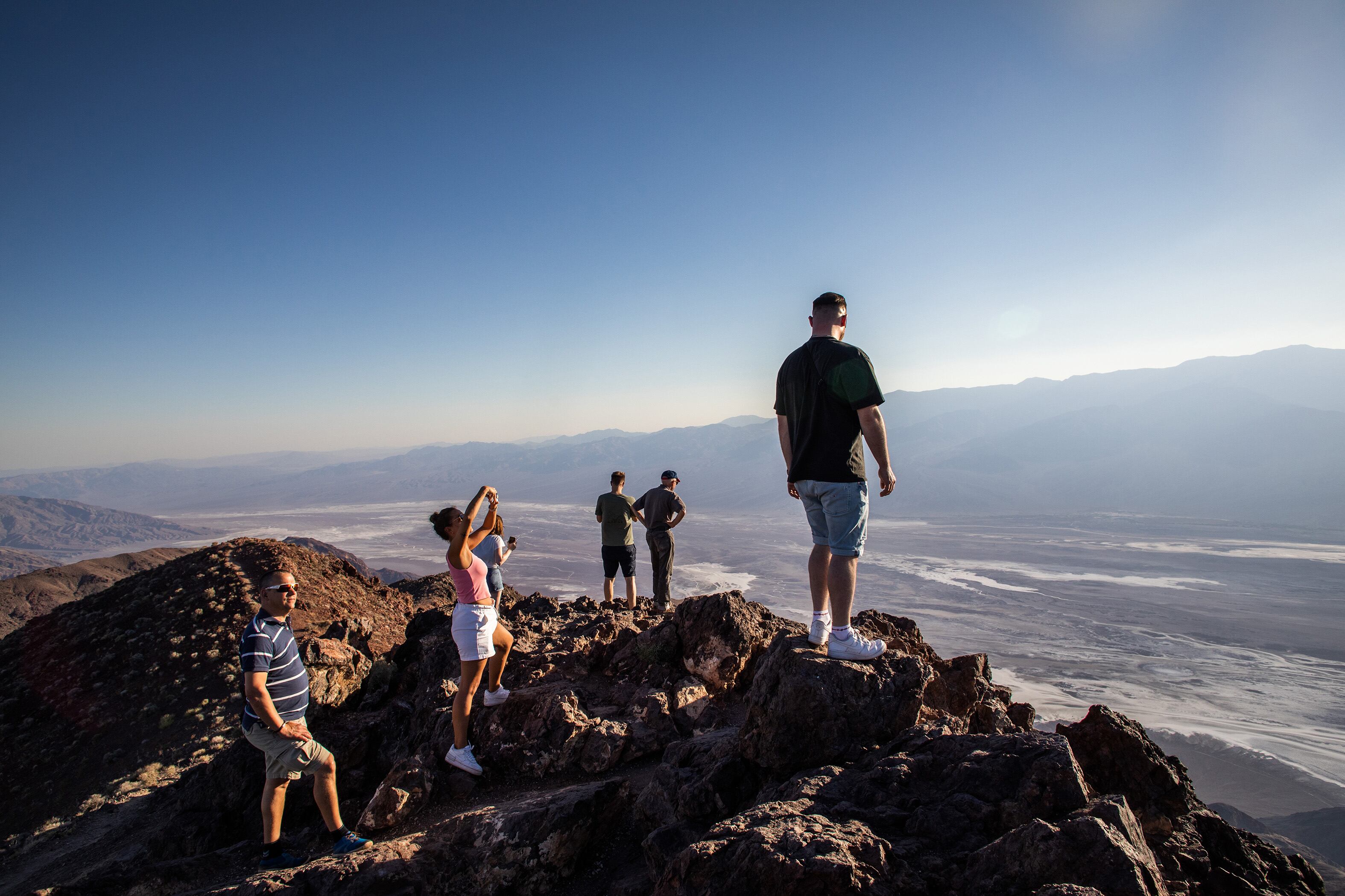 Tourists at the Dante viewpoint, in Death Valley, July 19.