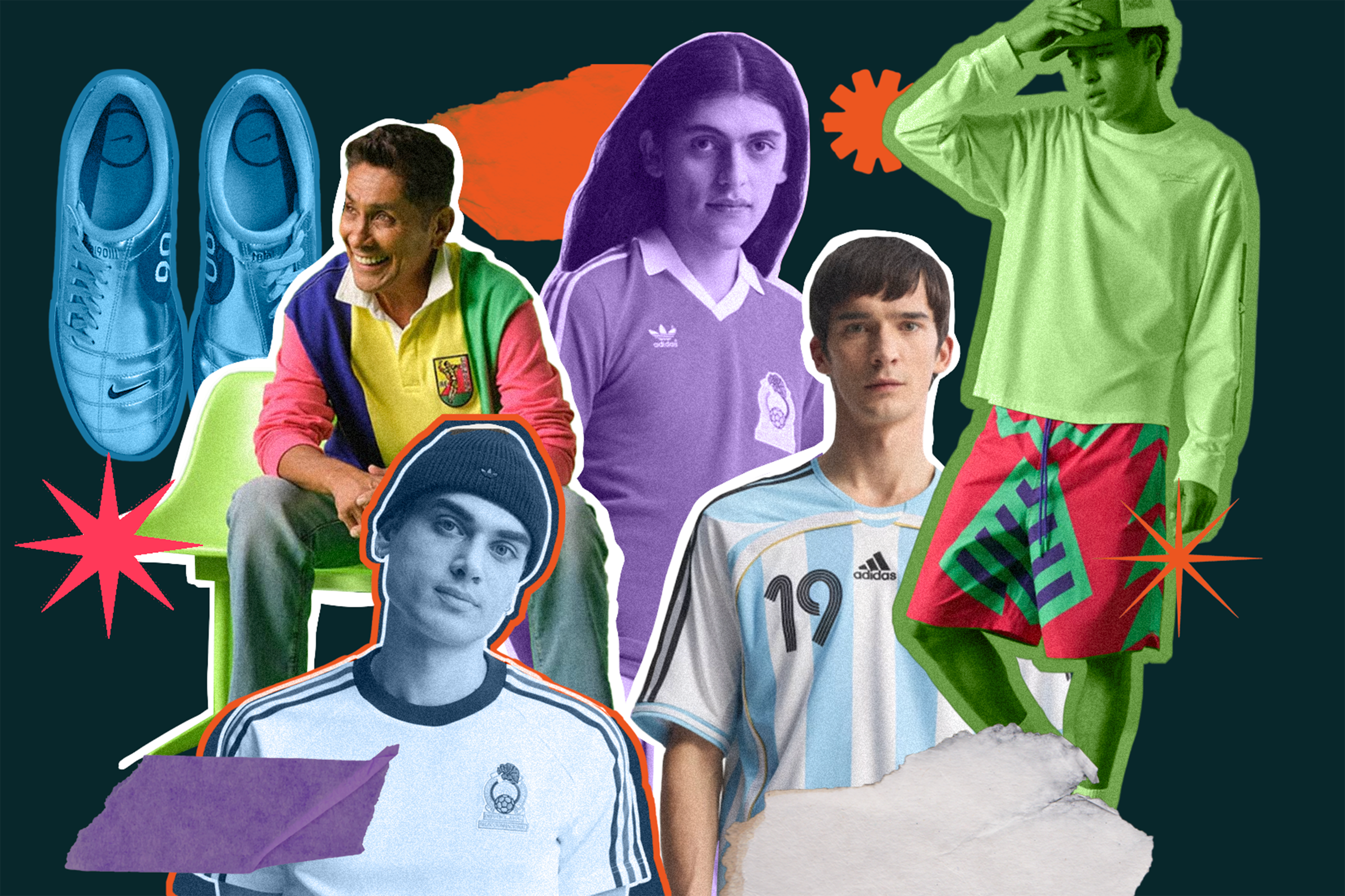 A collage with different products from the World Cup.