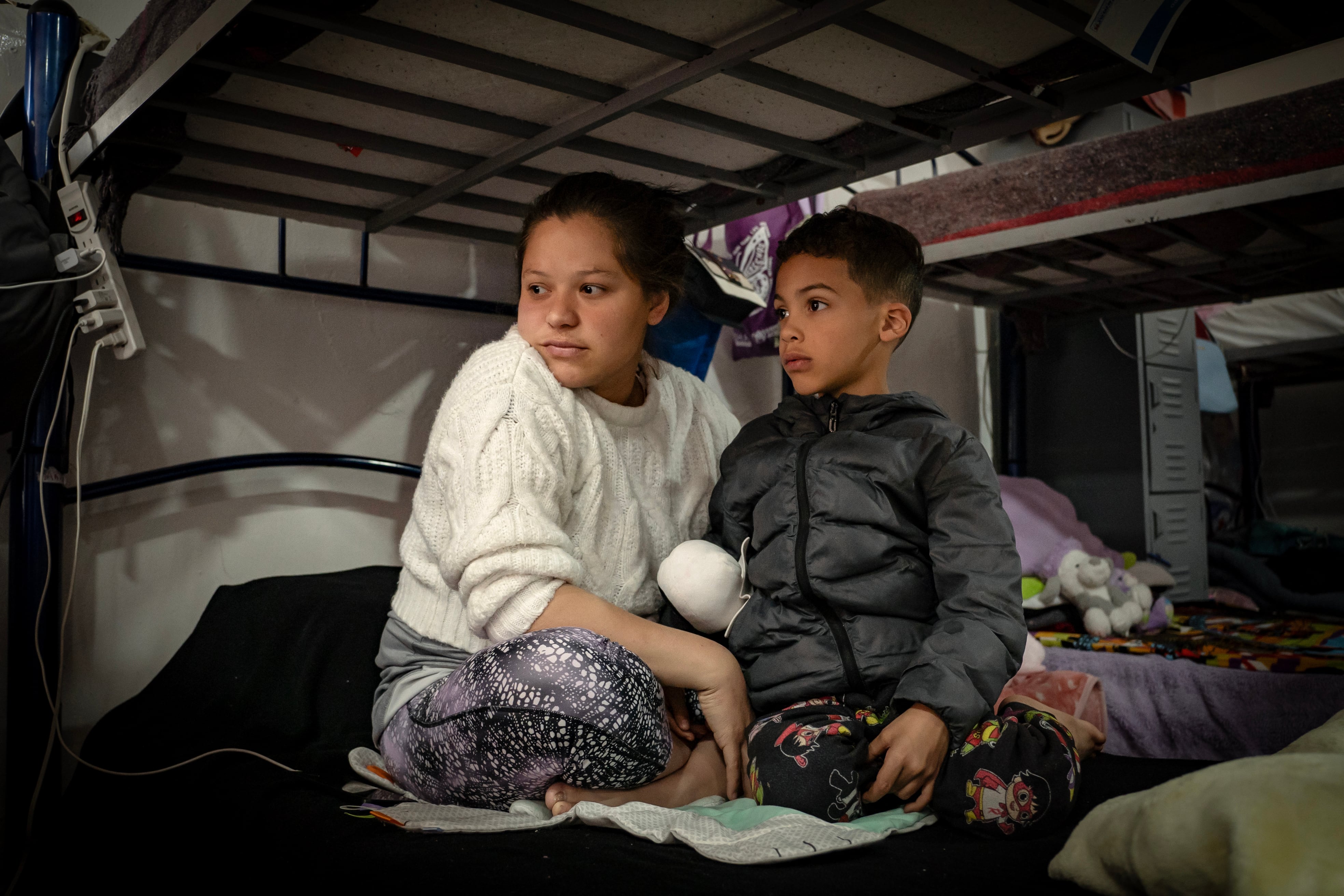 Barbara Mendoza and her son Matias at a shelter in Ciudad Juarez, on November 21, 2024.