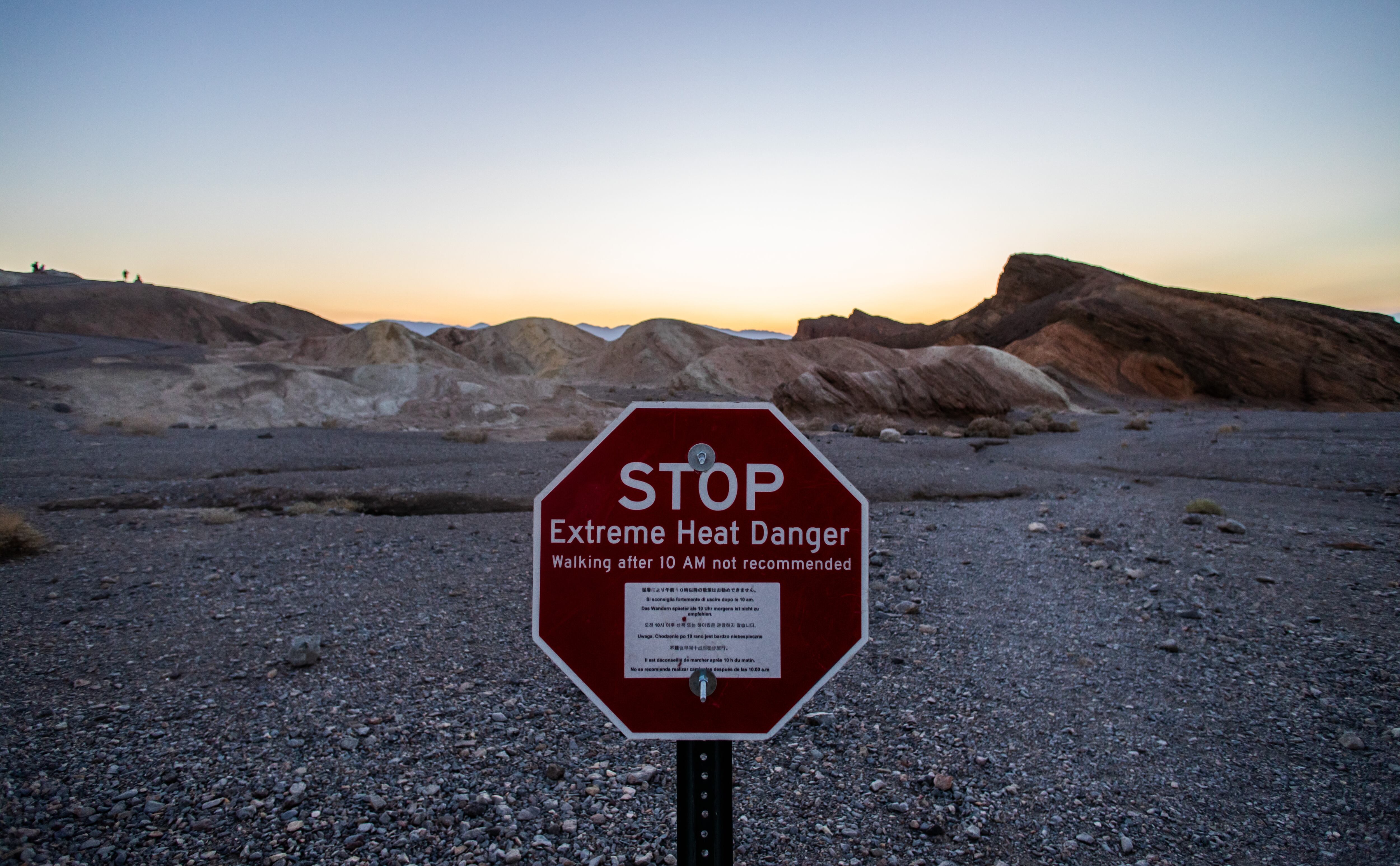 Extreme heat warning for July 19 in Death Valley National Park, California, USA.