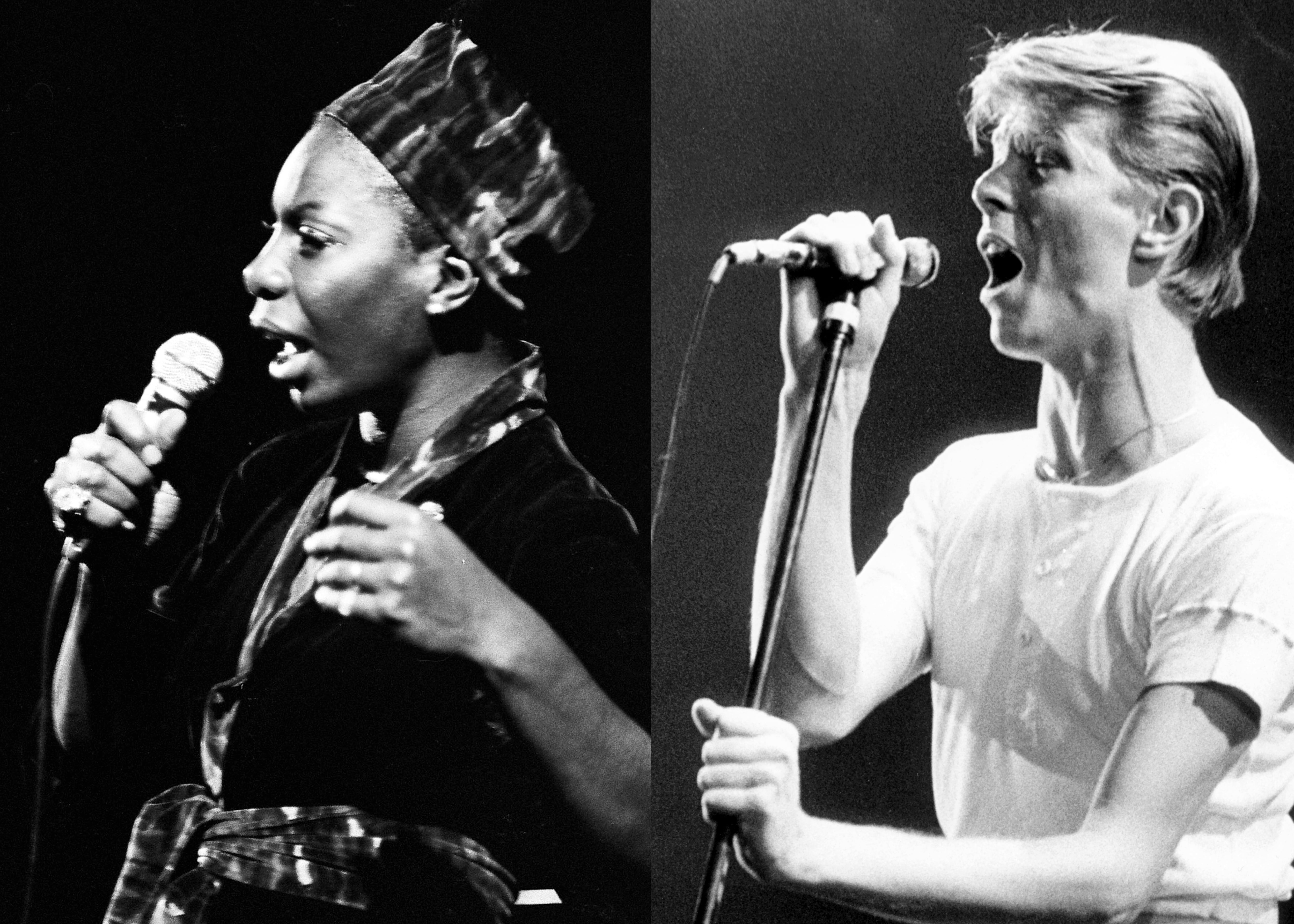 A photomontage of Nina Simone and David Bowie.