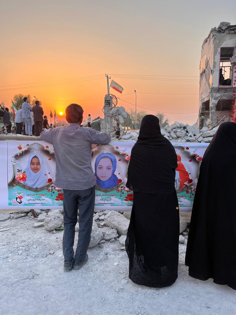 Tribute to the children and teachers who died in the February 28 attack on the school in Minab, southern Iran, in a photograph from May 13.