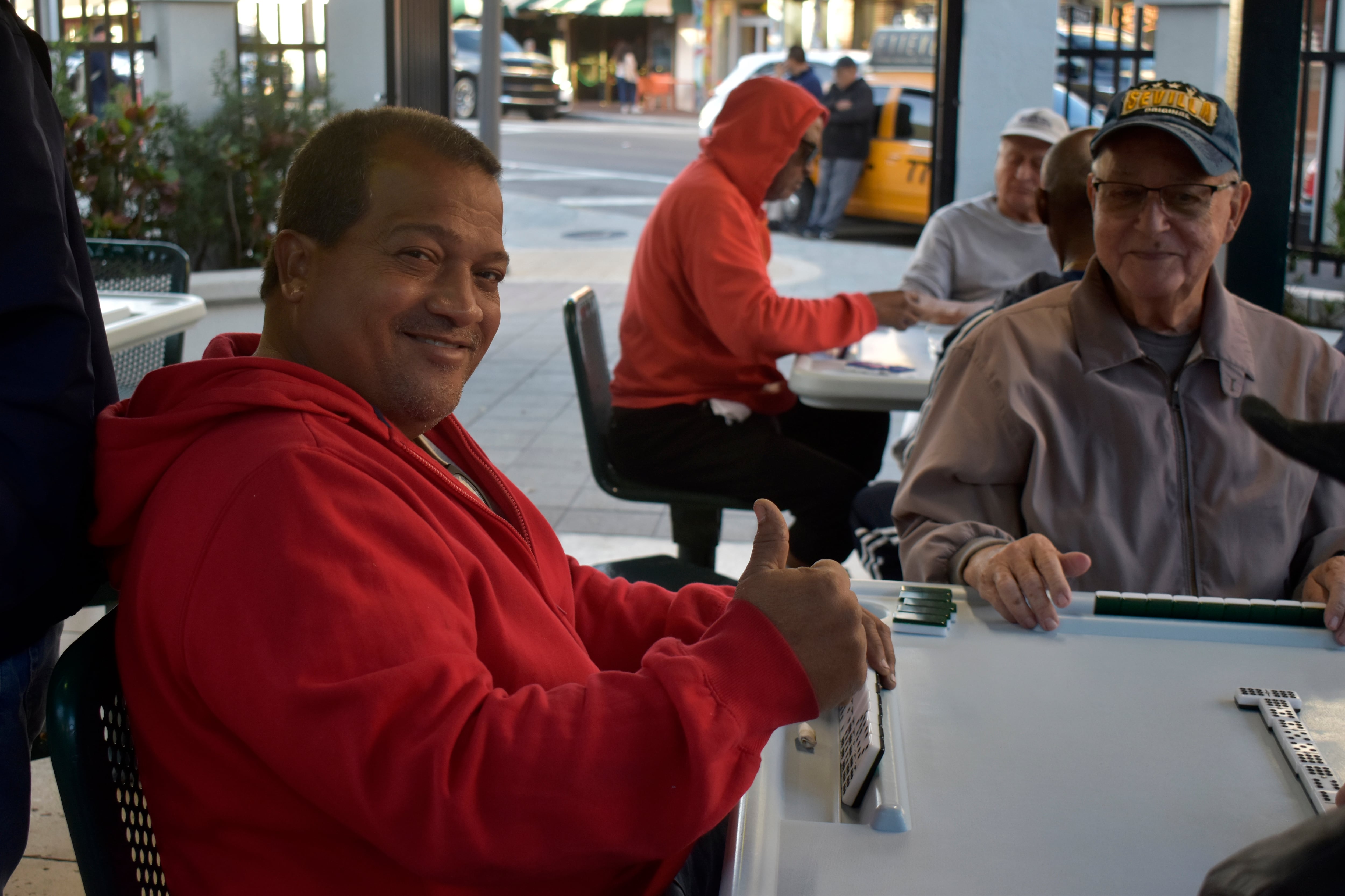 Flavio César Crombet and Raimundo Escarrás at Domino Park.