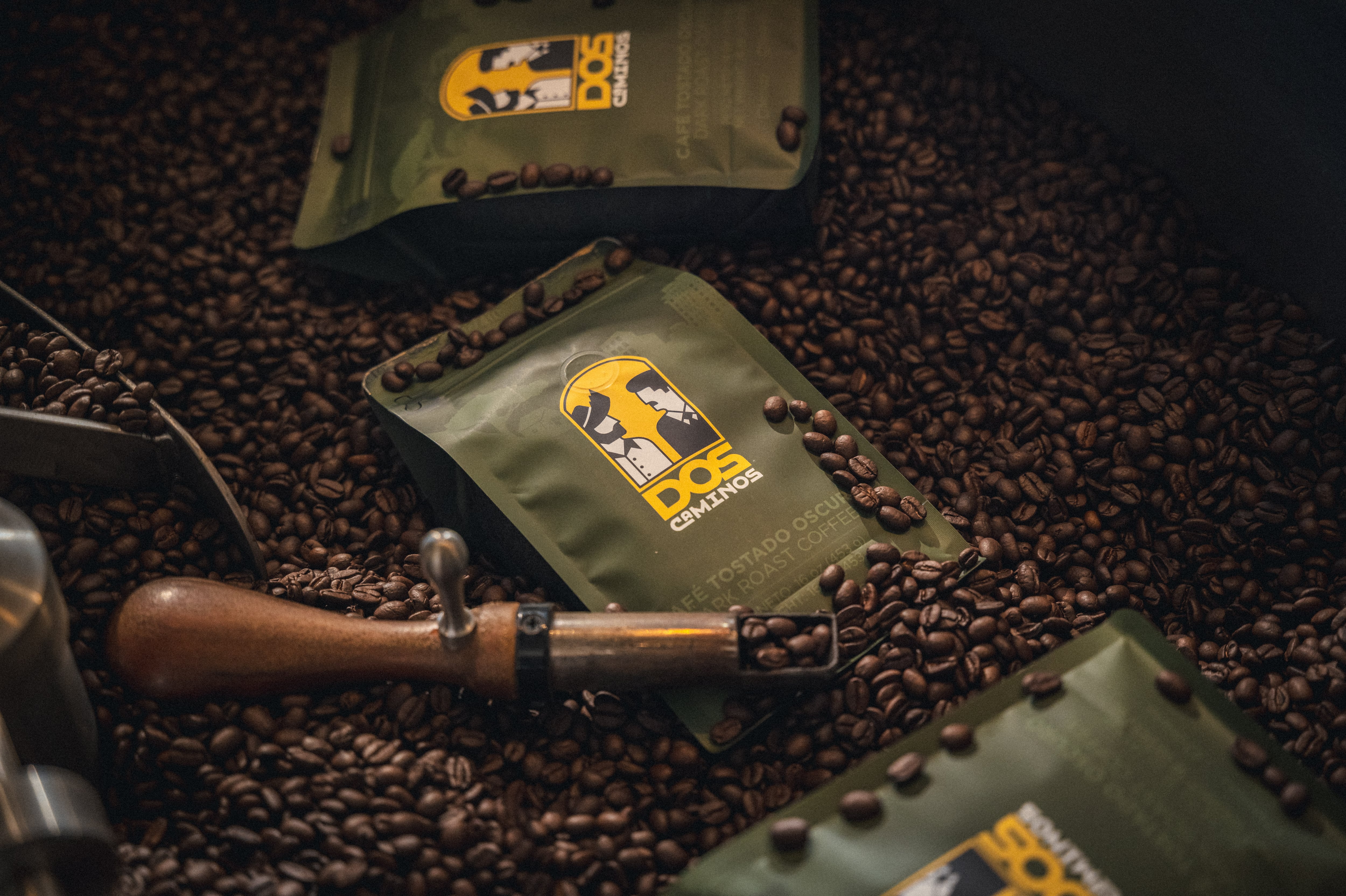 Dos Caminos coffee packaging.