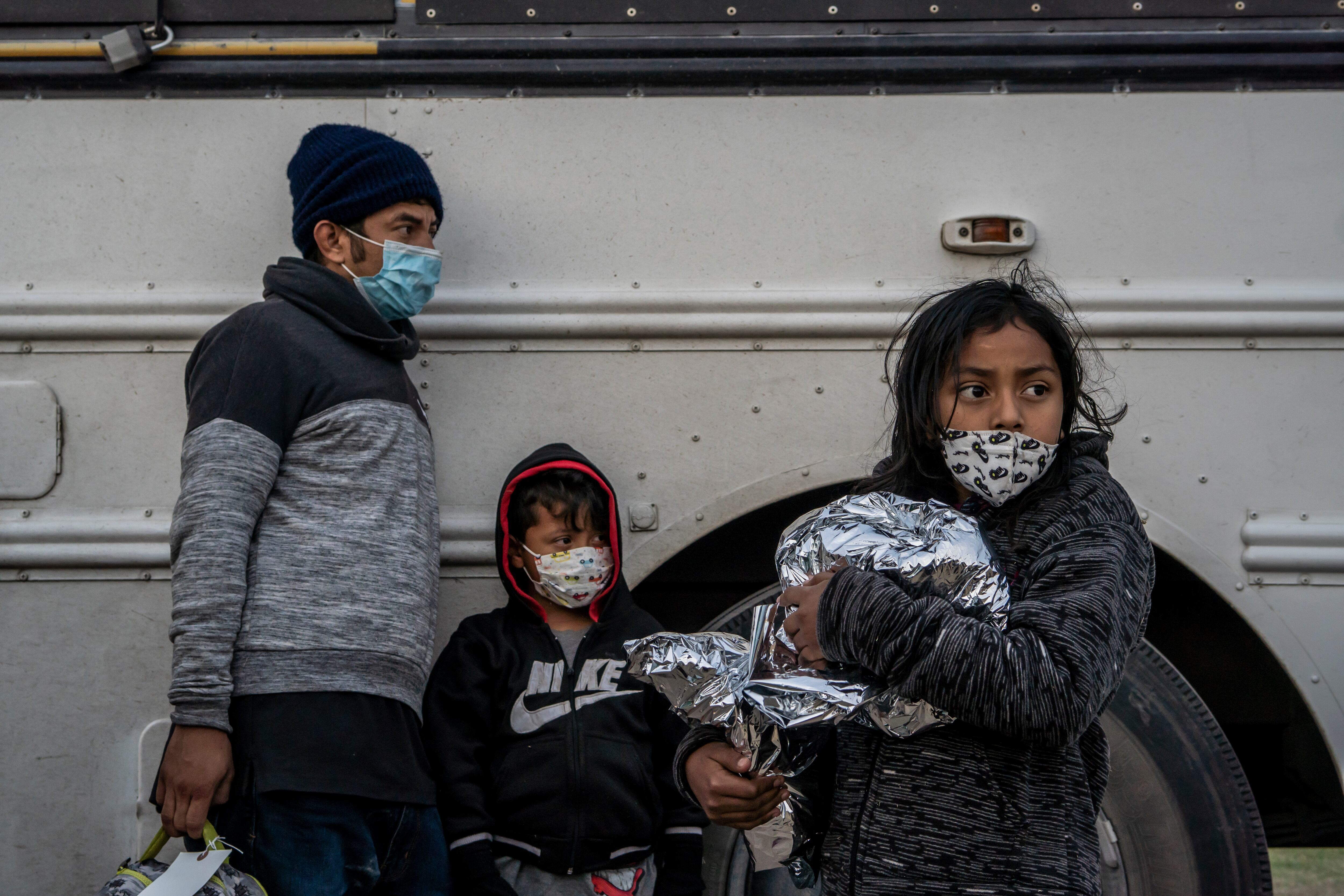 Migrants surrender to Border Patrol in La Joya, Texas, on April 2, 2021.