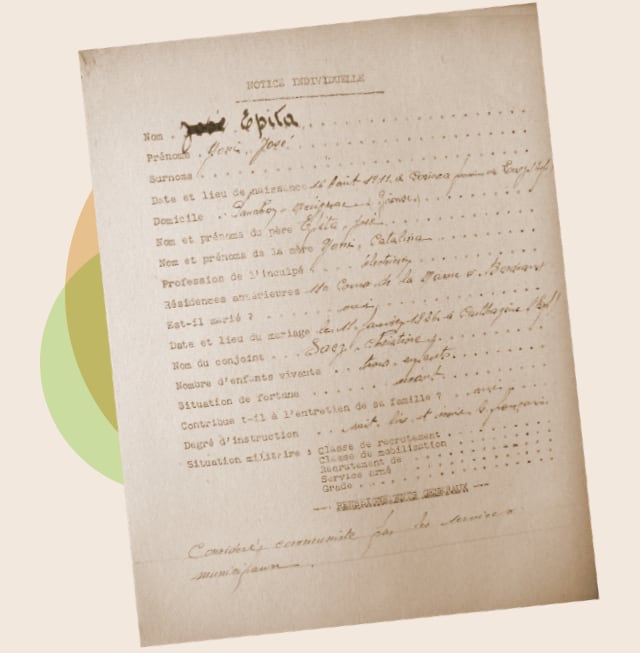 Document of José Epita’s arrest in 1944. FAMILY ARCHIVE