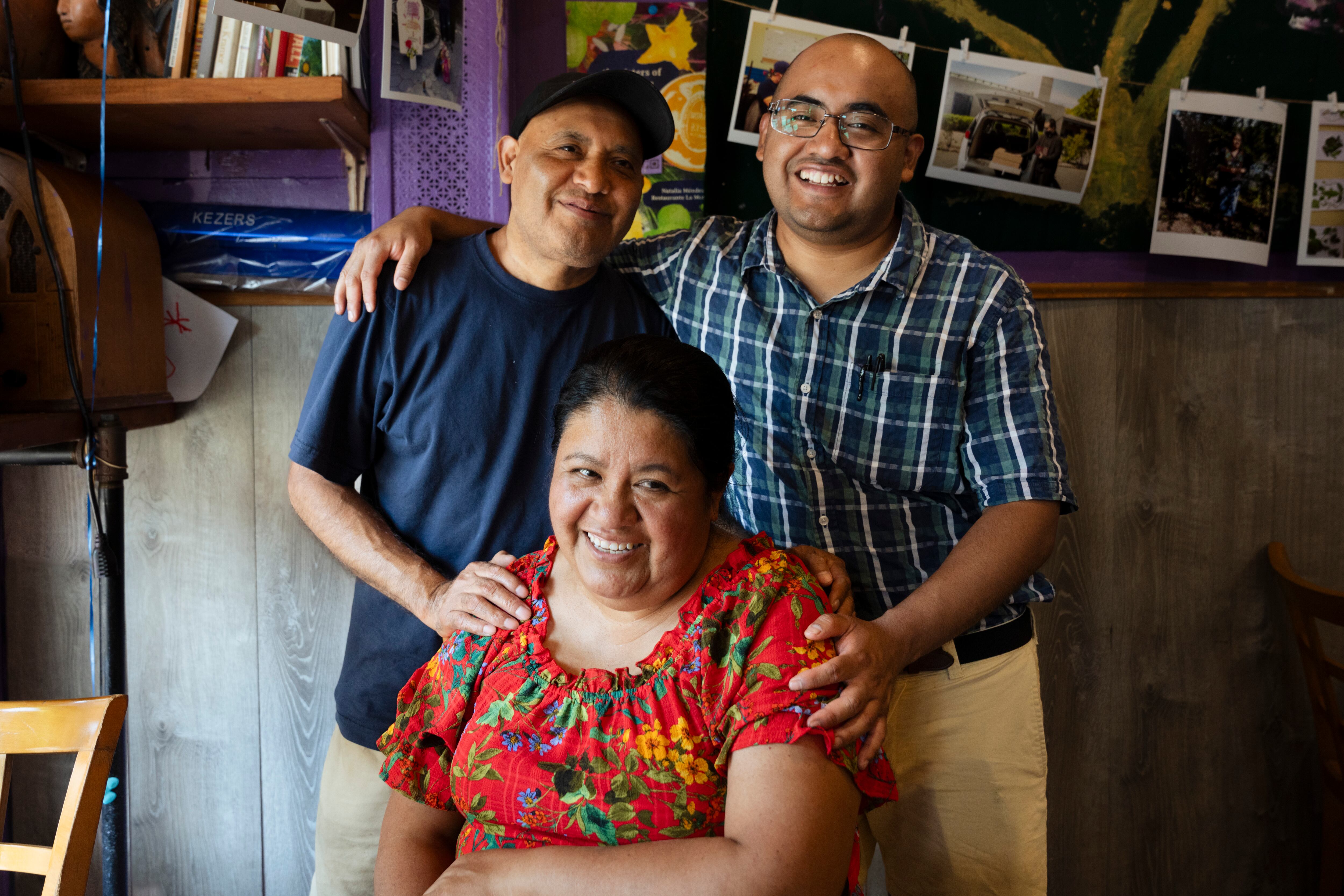 The Méndez-Saavedra family — Antonio, Natalia and Marco — at their restaurant La Morada, in the Bronx.