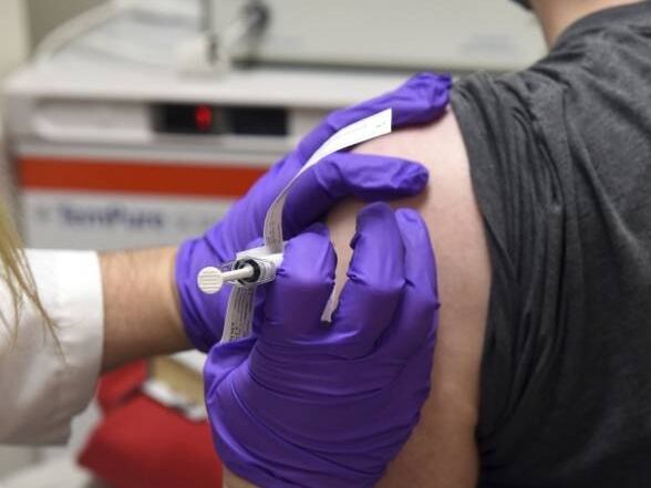 A volunteer testing Pfizer's coronavirus vaccine during clinical trials. 