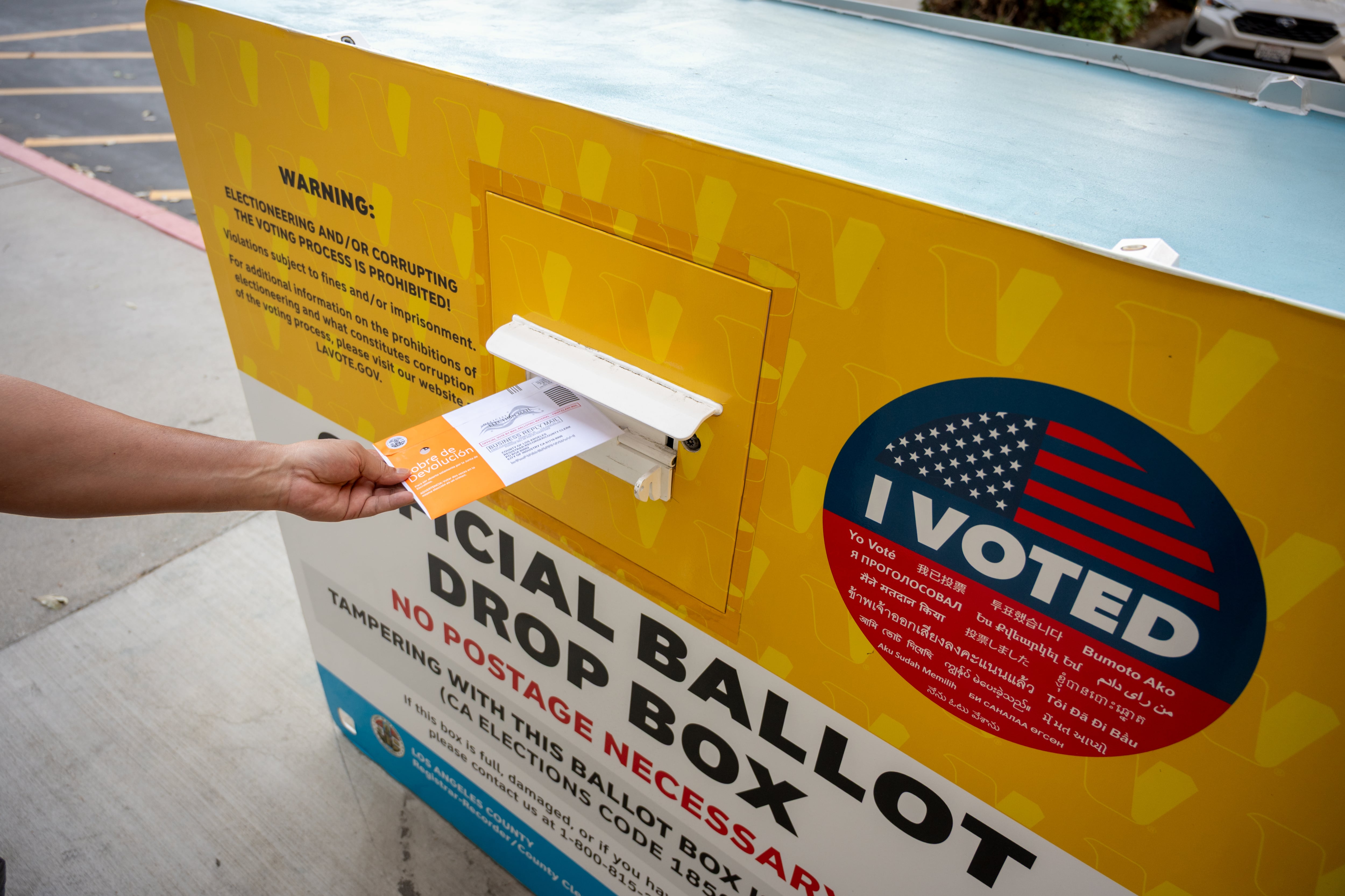 Official election drop box in Los Angeles, California.