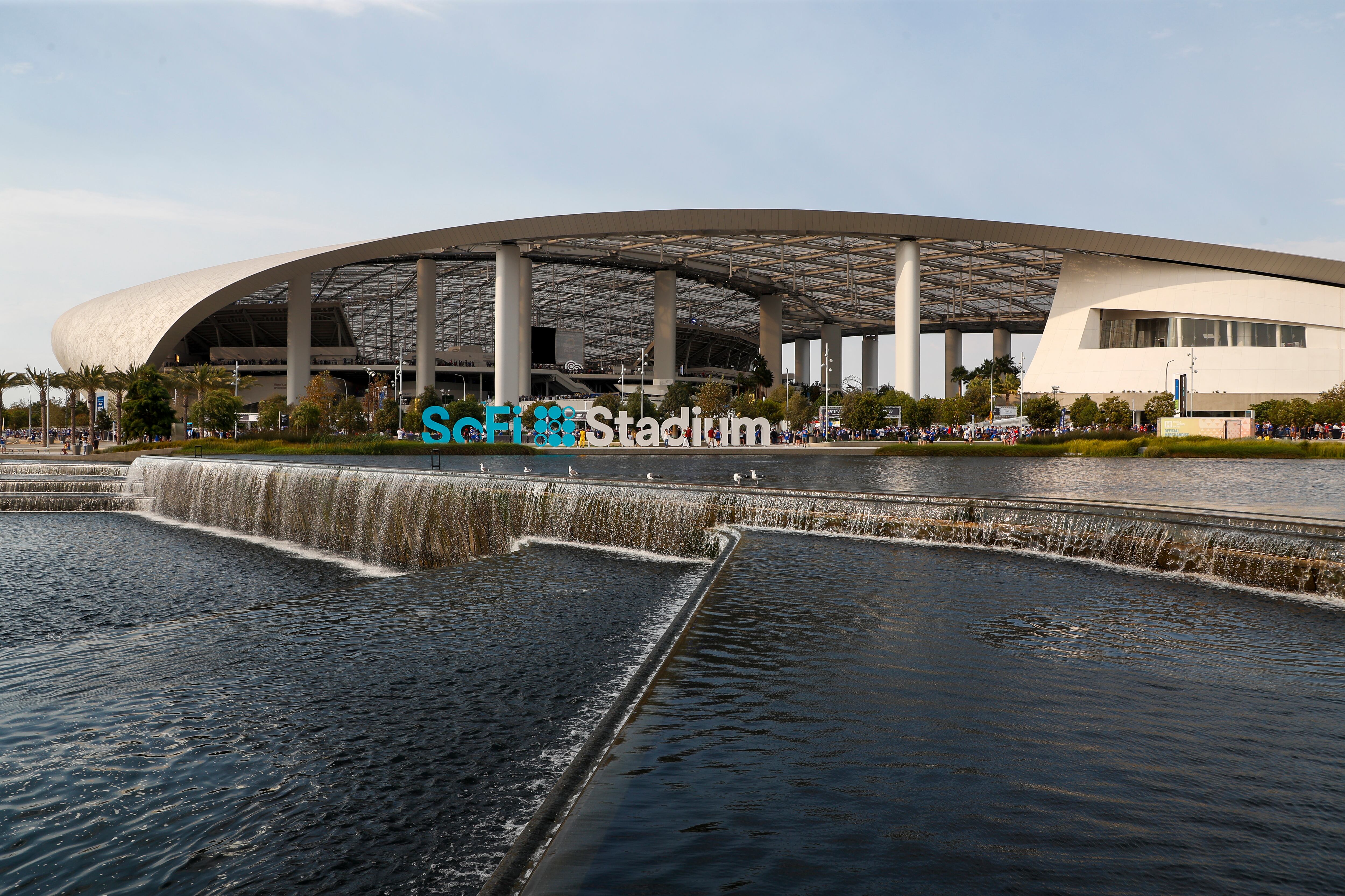 The exterior of SoFi Stadium in California, which seats more than 70,000 people.