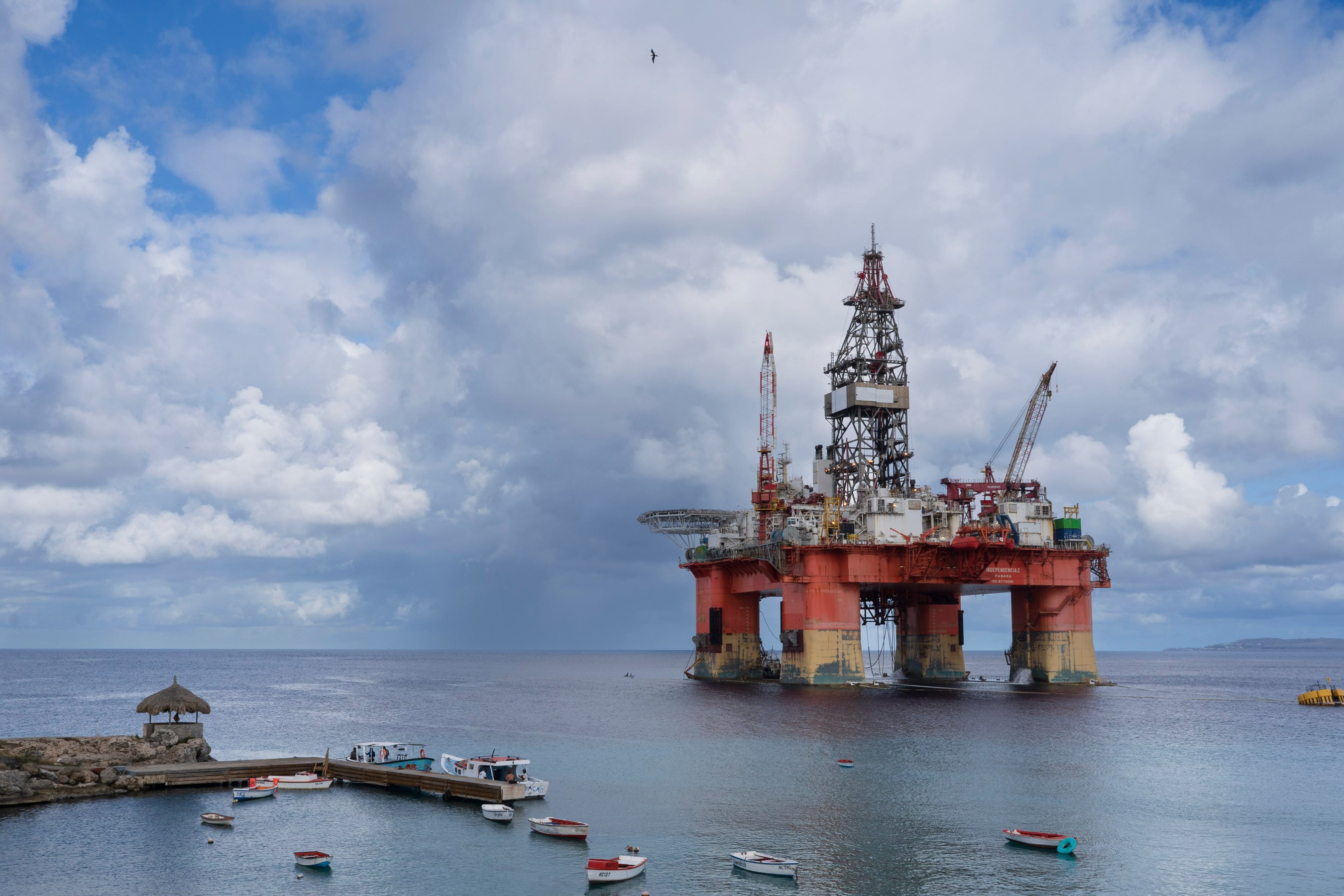 An oil platform in the village of Boka Sami, a reflection of the island’s industrial past.
