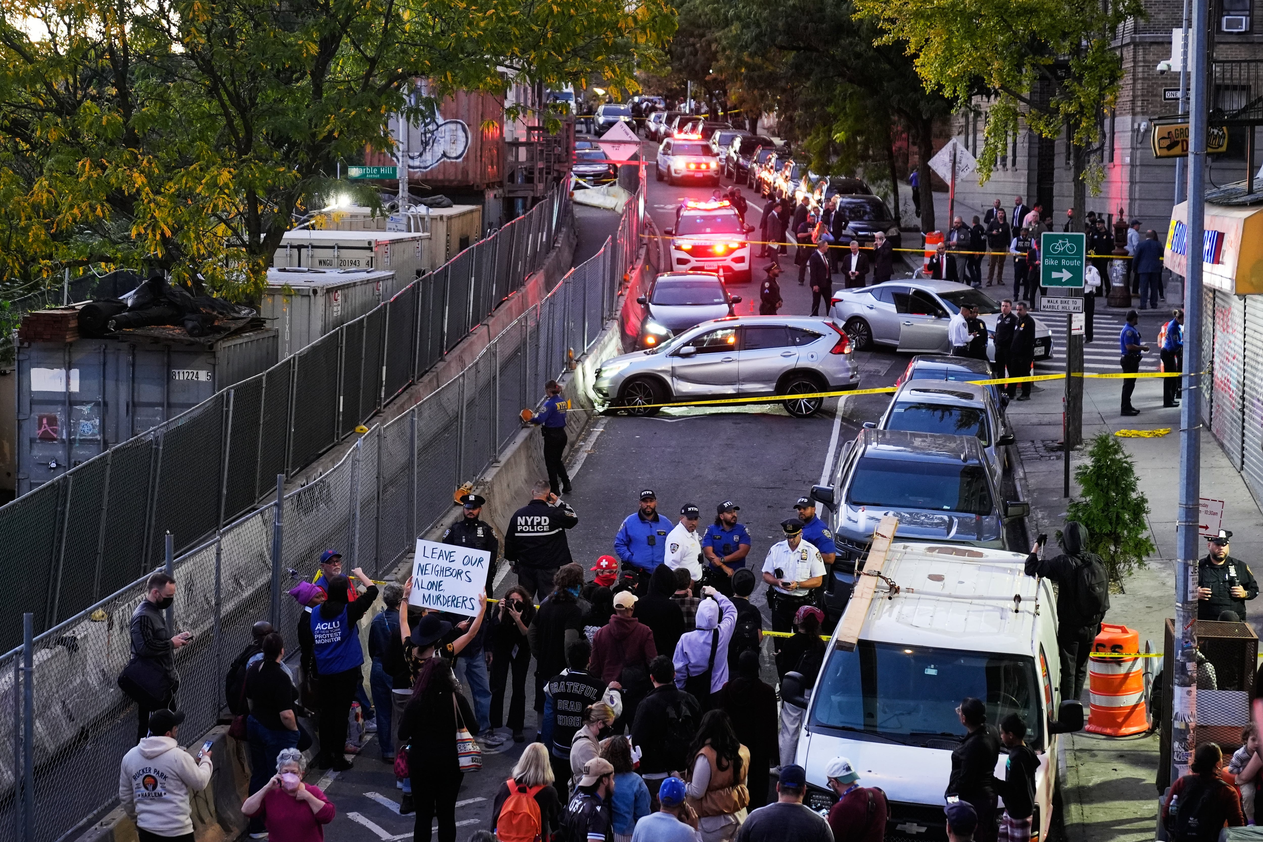 ‘ICE out!’: New Yorkers protest shooting of a migrant in the city
