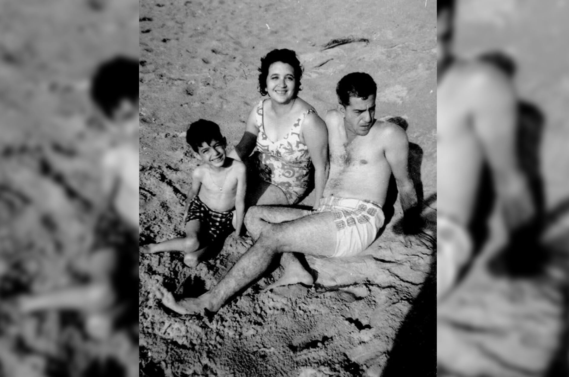 Luis A. Miranda Jr. as a child with his mother, Eva, and father, Güisin, in the summer of 1958, at Cerro Gordo beach (Puerto Rico).