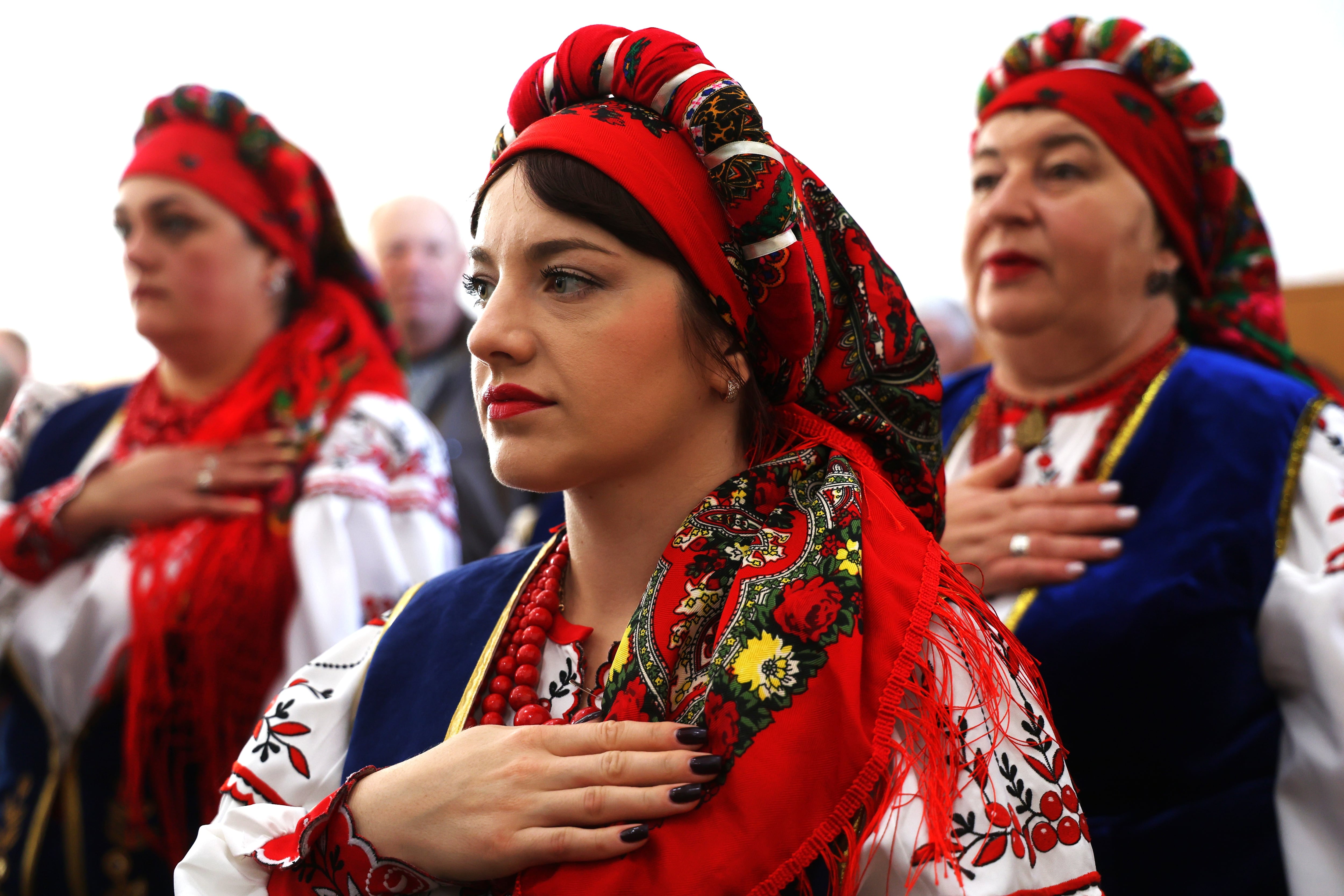 Members of a choir during the festival honoring the city of Oleshky, held in Uman on October 3.