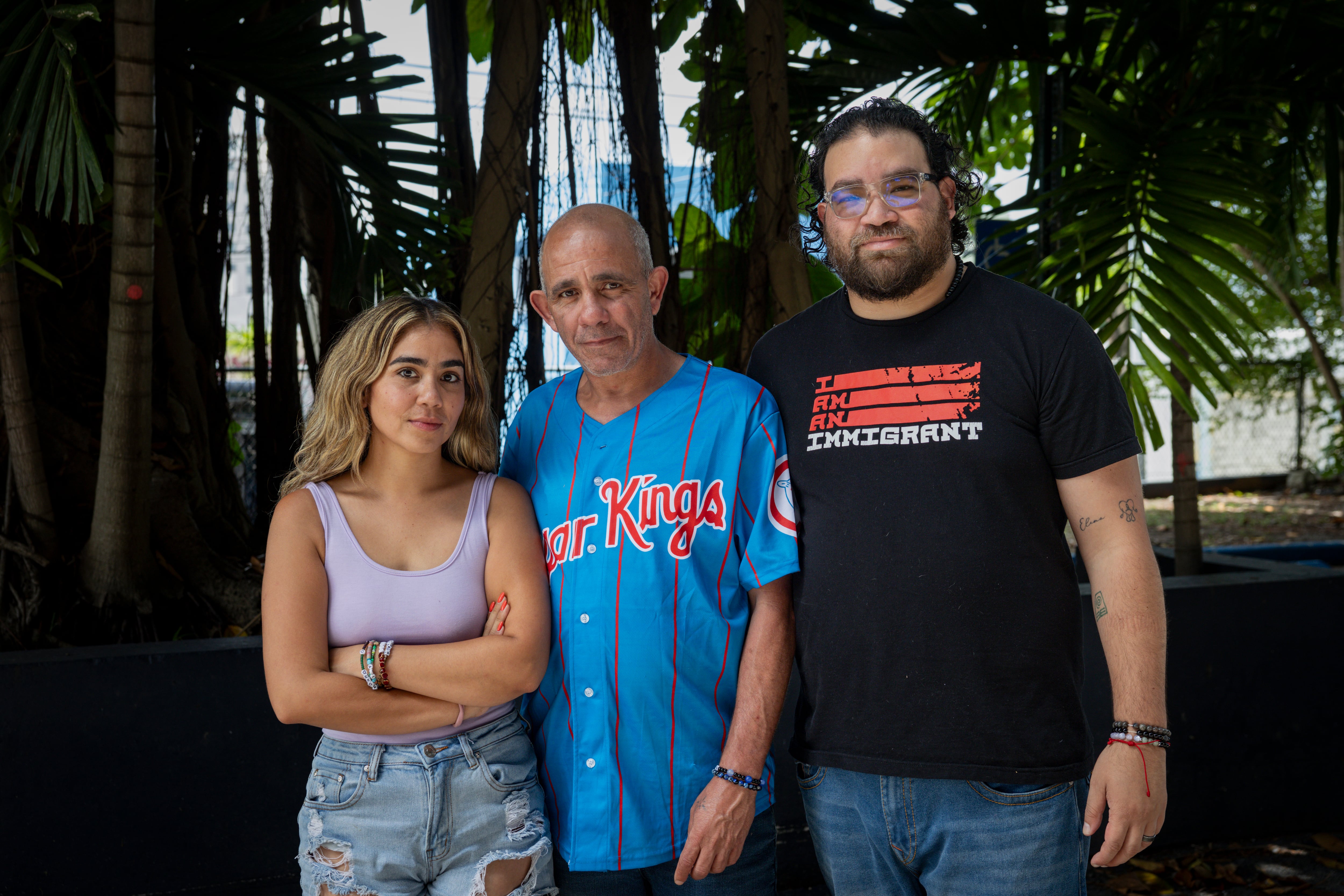 Justo Betancourt with his daughter Arianne and his son Eddy Oney.