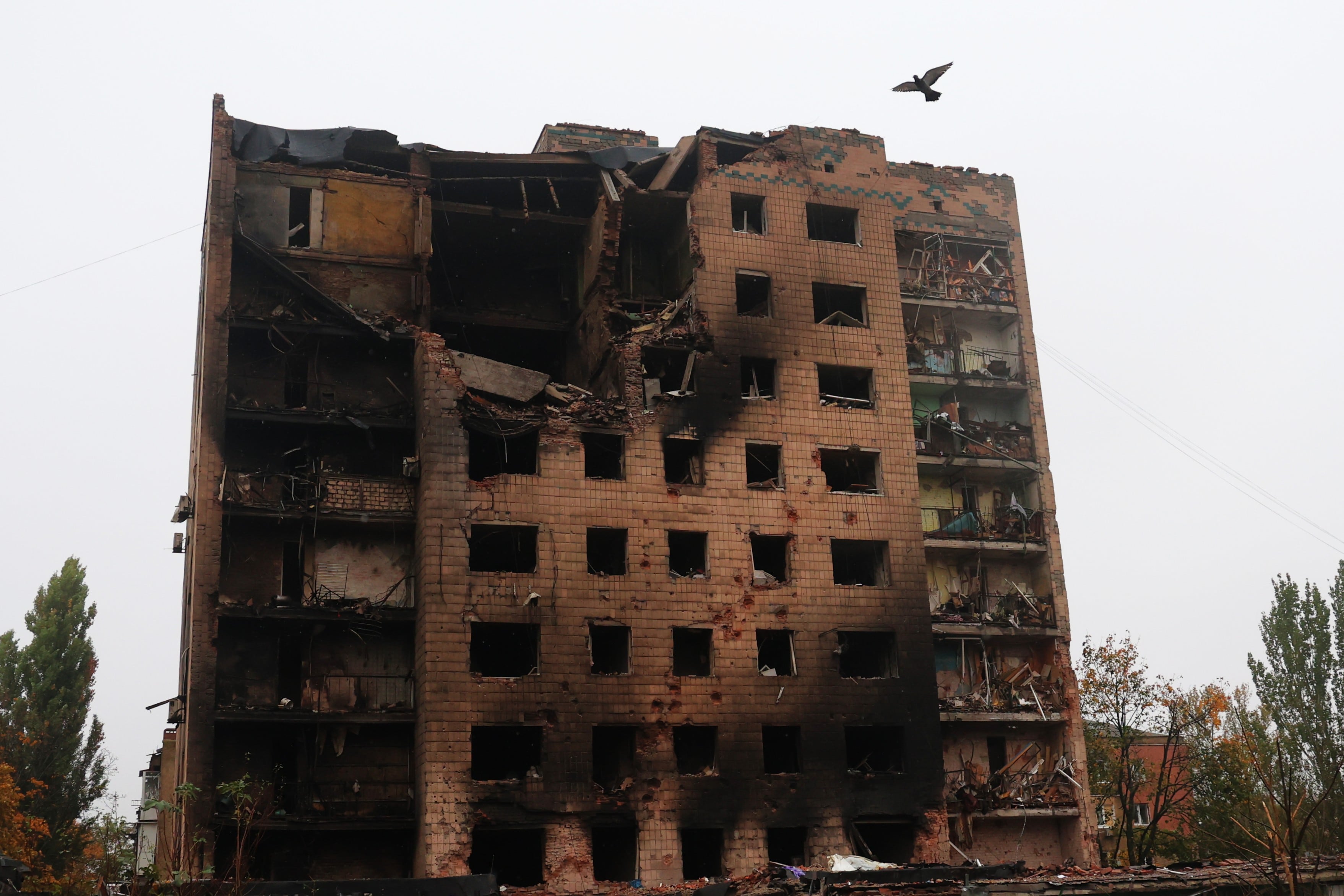 A building in Kramatorsk that was hit by a Russian strike last week.