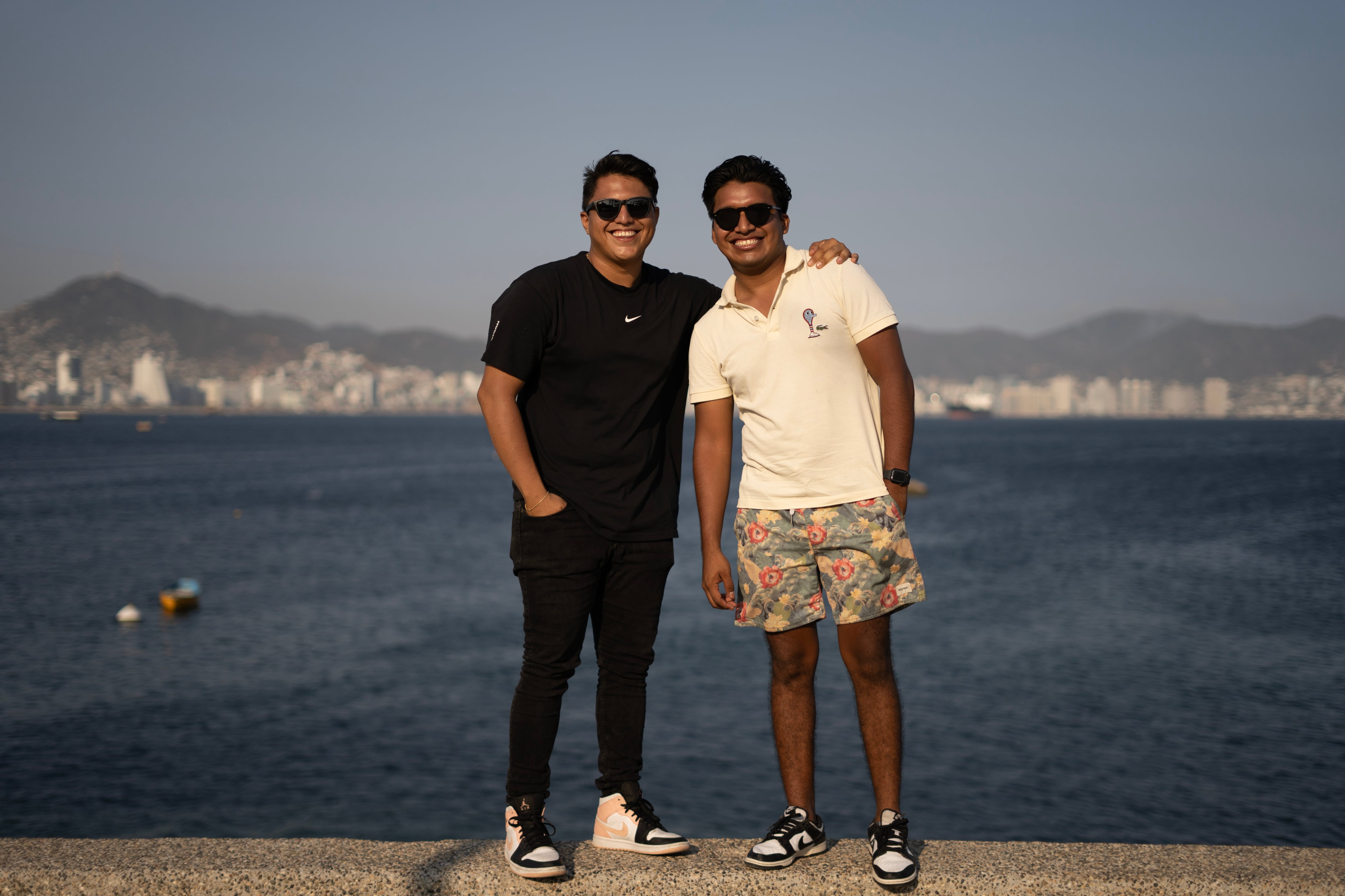 Marlon Valdez and Jonathan Chino, survivors of Hurricane Otis, in Acapulco, Guerrero, on April 8, 2024.