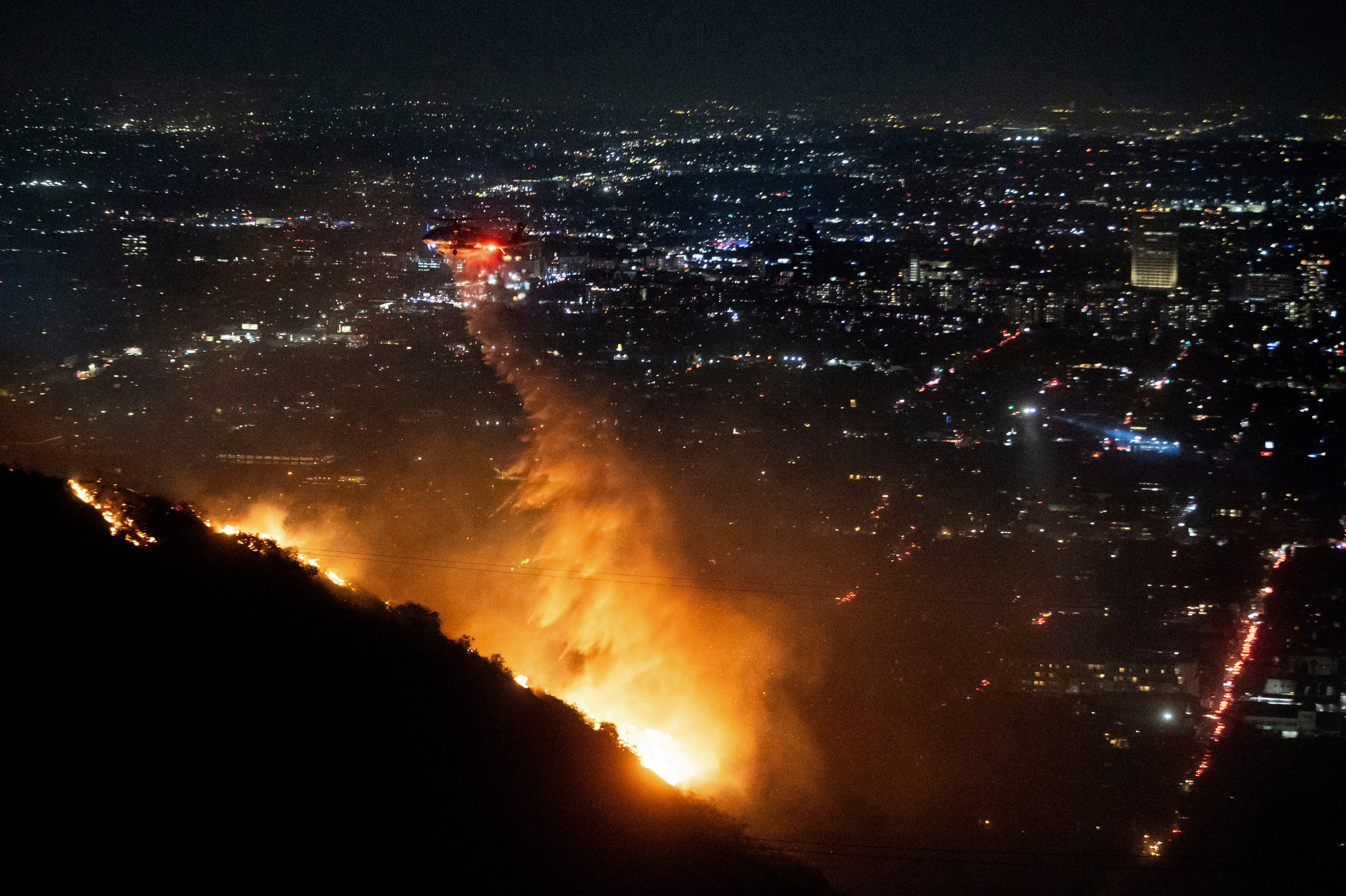 New fire in Hollywood Hills adds to nightmare scenario in Los Angeles