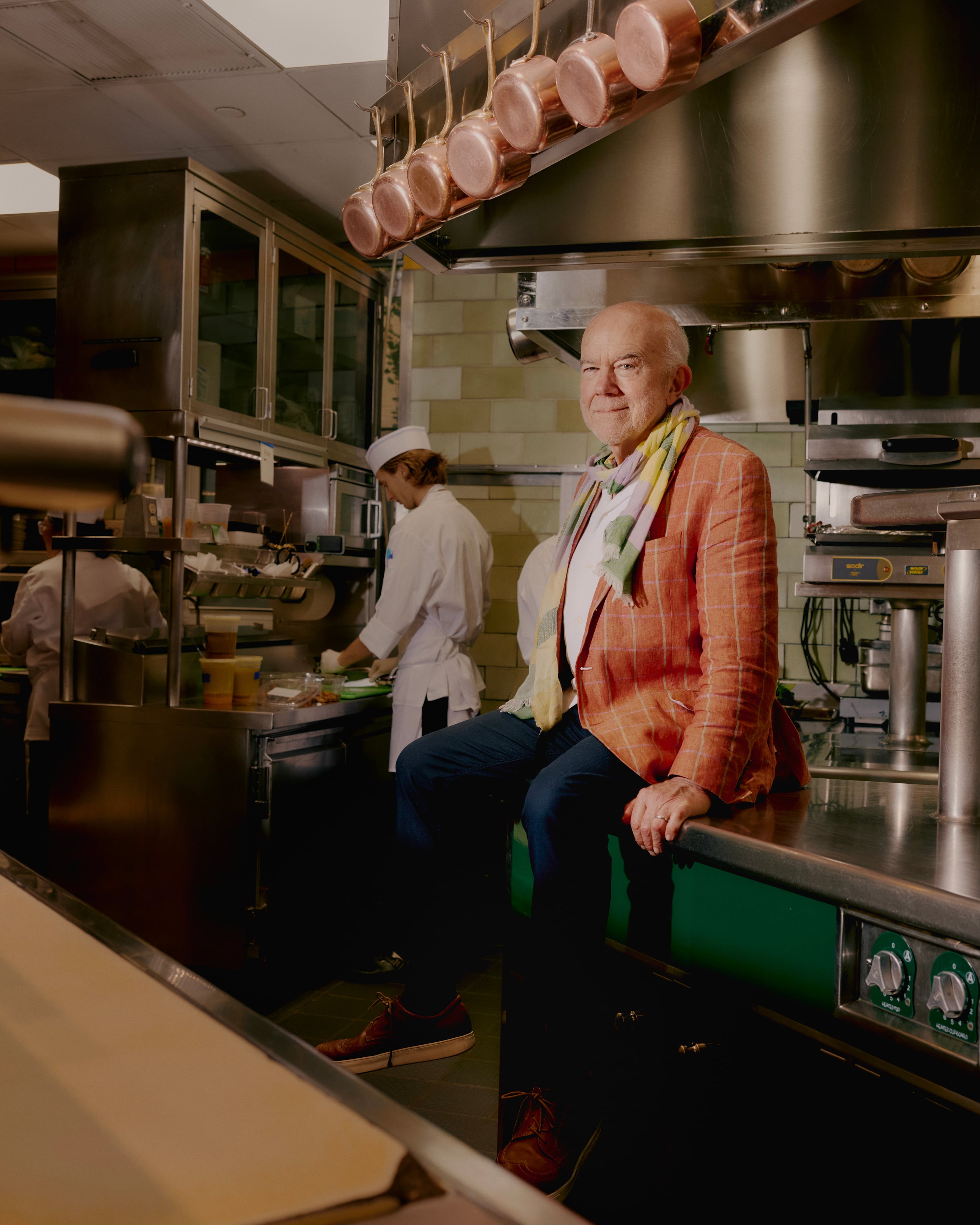 Buford, pictured in one of his favorite settings: the kitchen of a restaurant, in this case, Daniel in Manhattan.