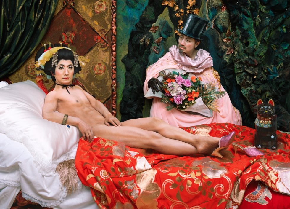 Yasumasa Morimura in 'A Modern Olympia,' based on Manet’s ‘Olympia.’ 