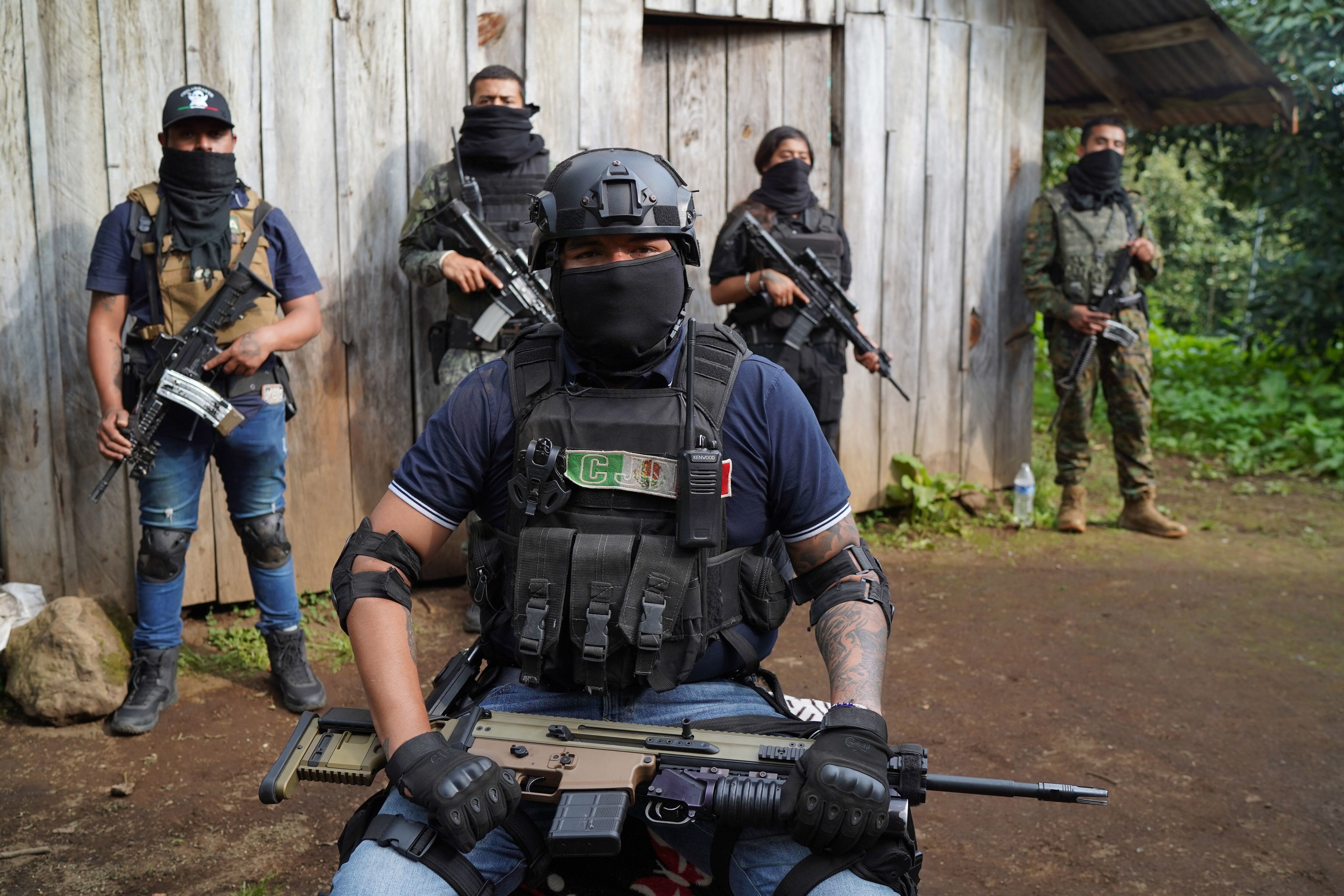Members of the Jalisco New Generation Cartel in a training camp in the mountains of Michoacán, in 2022.