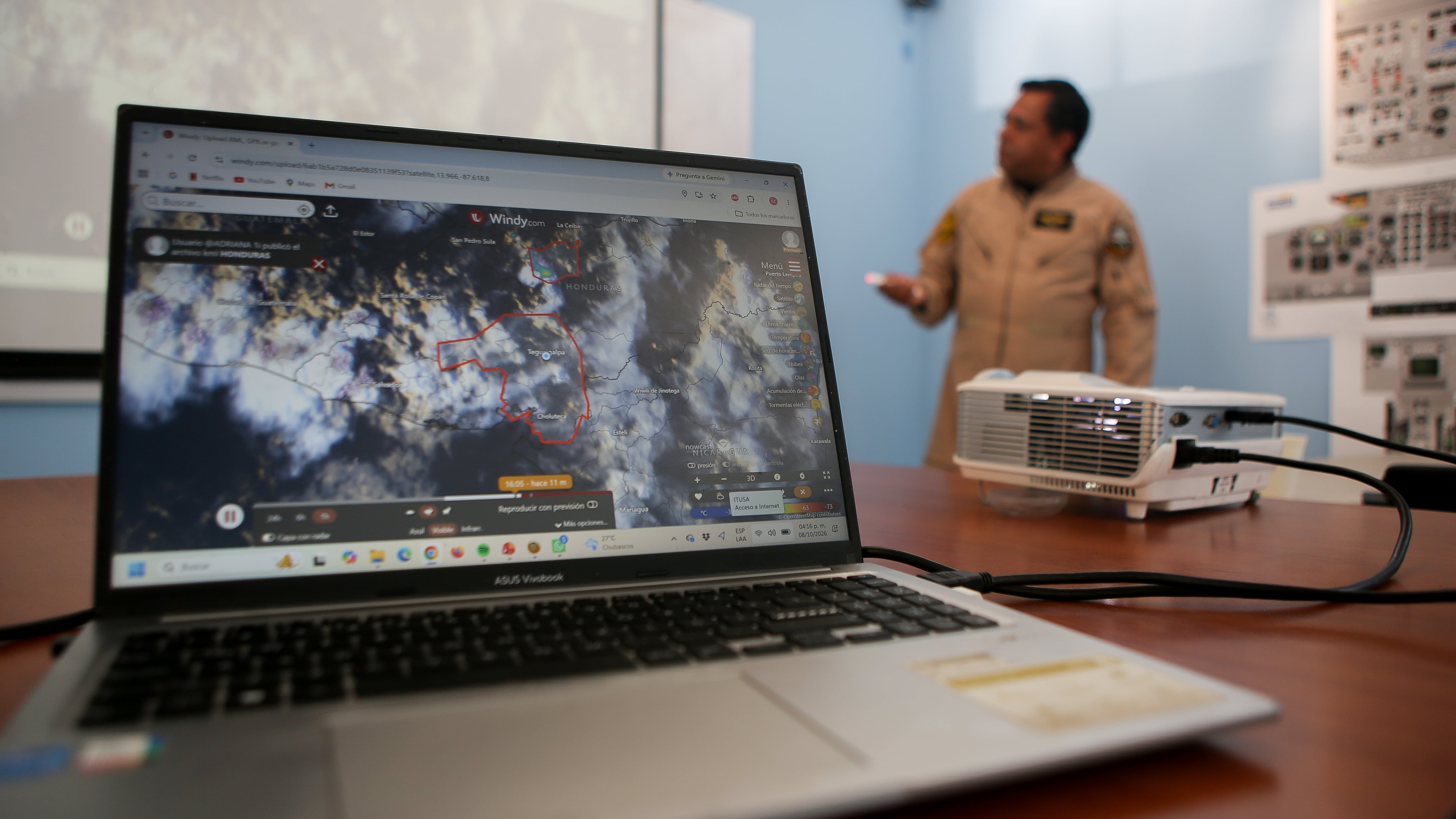A satellite map of the areas of Honduran territory intervened during the flight day.