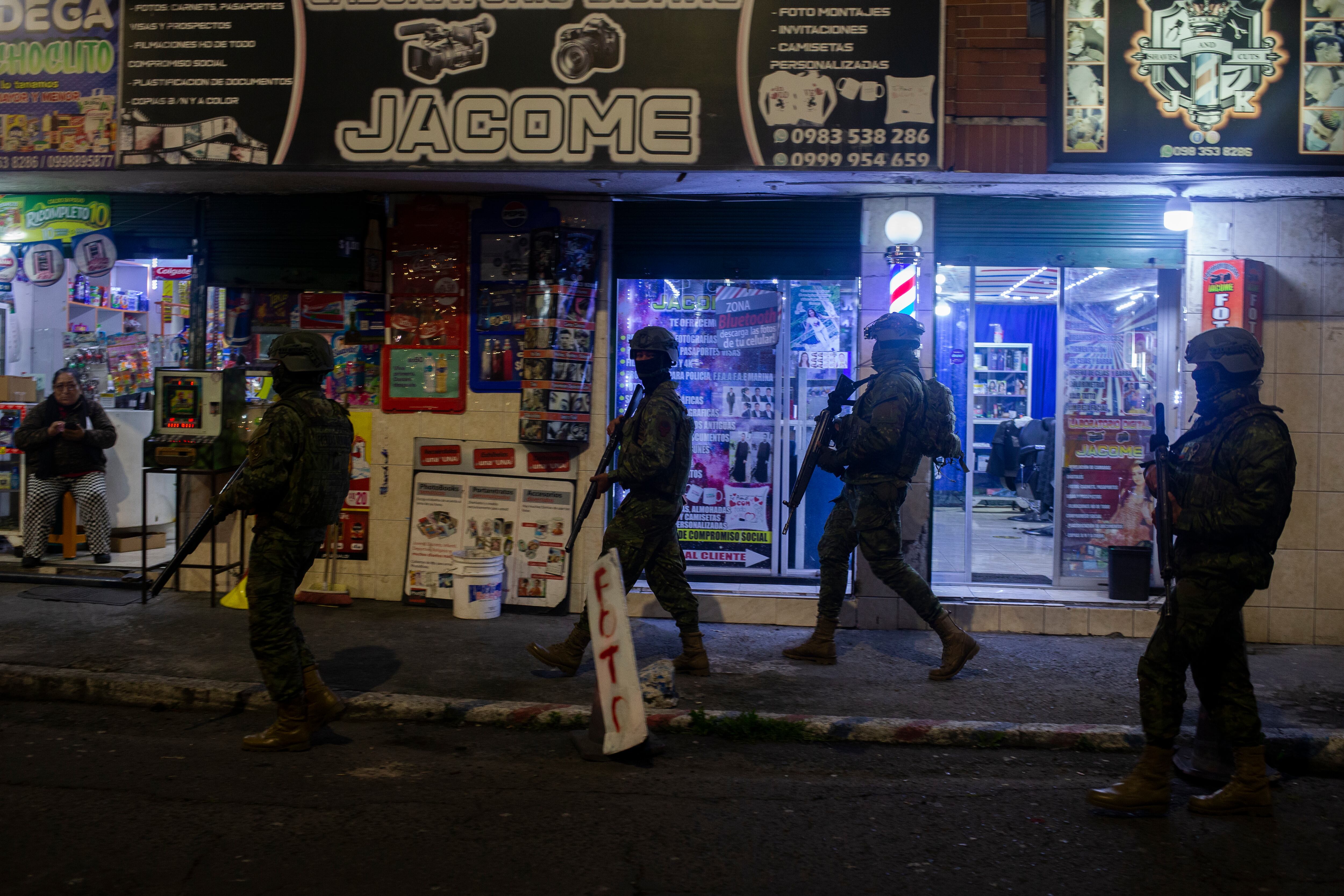 Military personnel in the vicinity of Jota Street.
