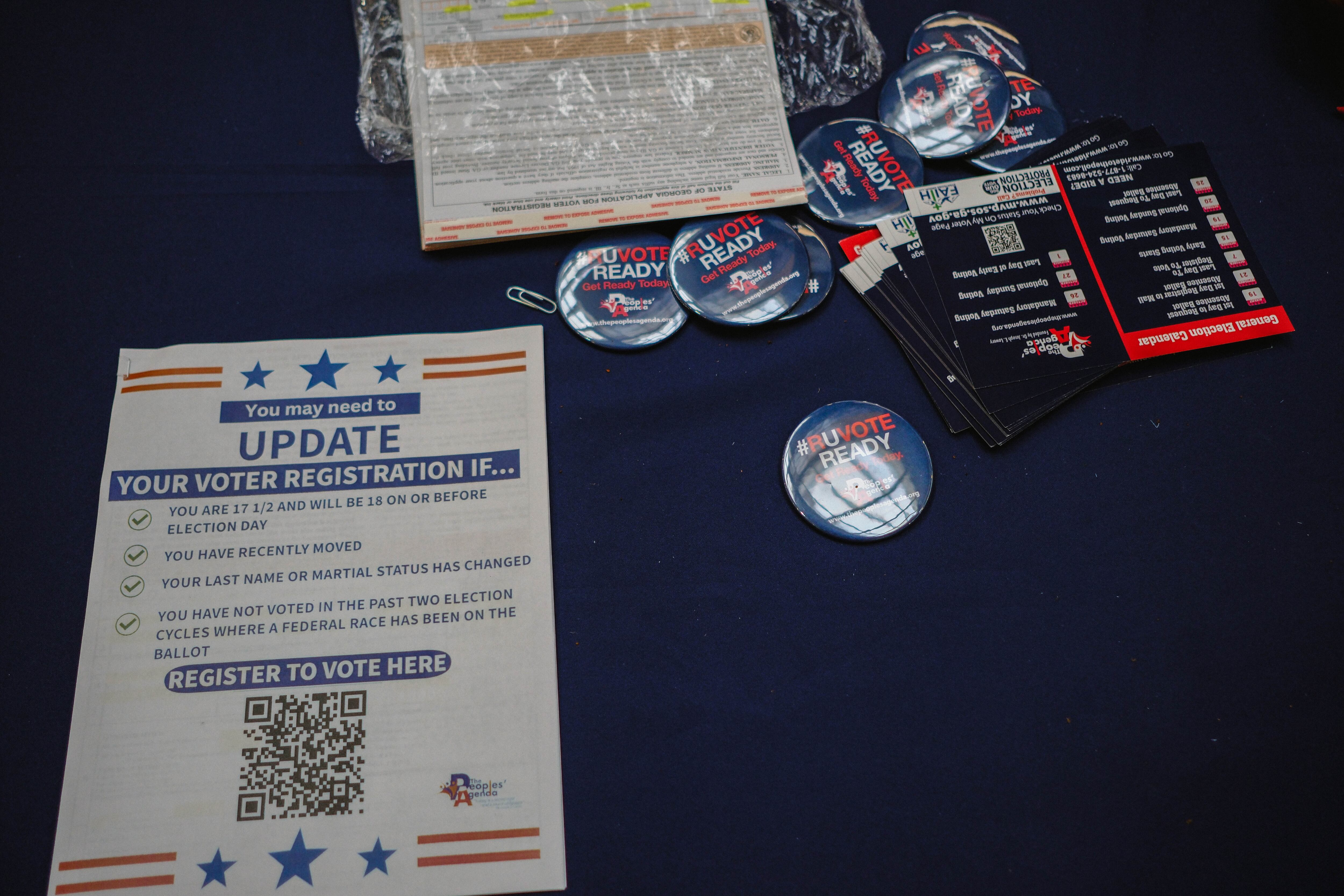 Voter registration table in Atlanta, September 17, 2024.