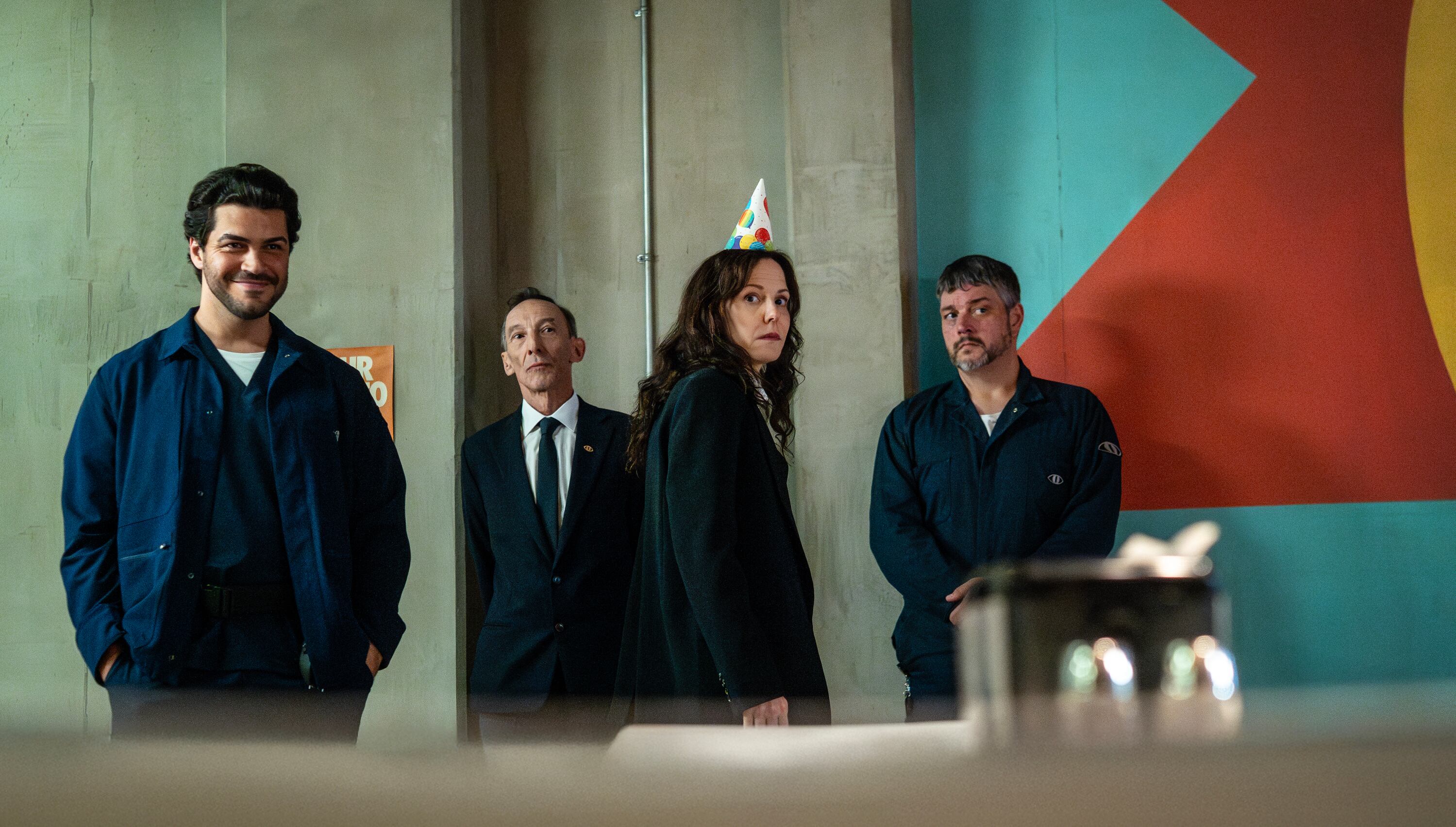 Jason Díaz, Julian Richings and Mary-Louise Parker, in 'The Institute.'