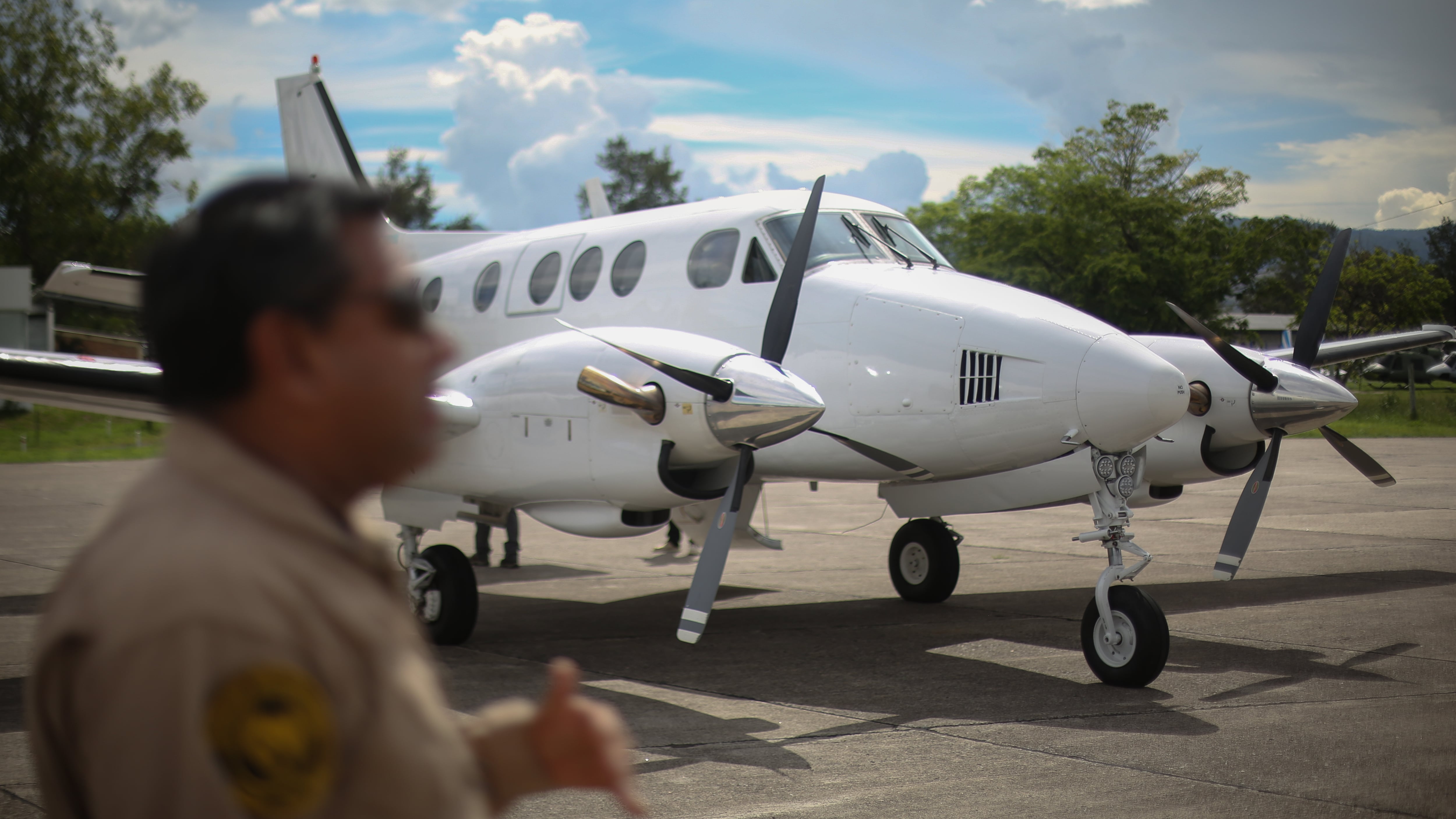 The small plane used for seeding on the runway of Coronel Hernán Acosta Mejía Air Base, in Tegucigalpa.