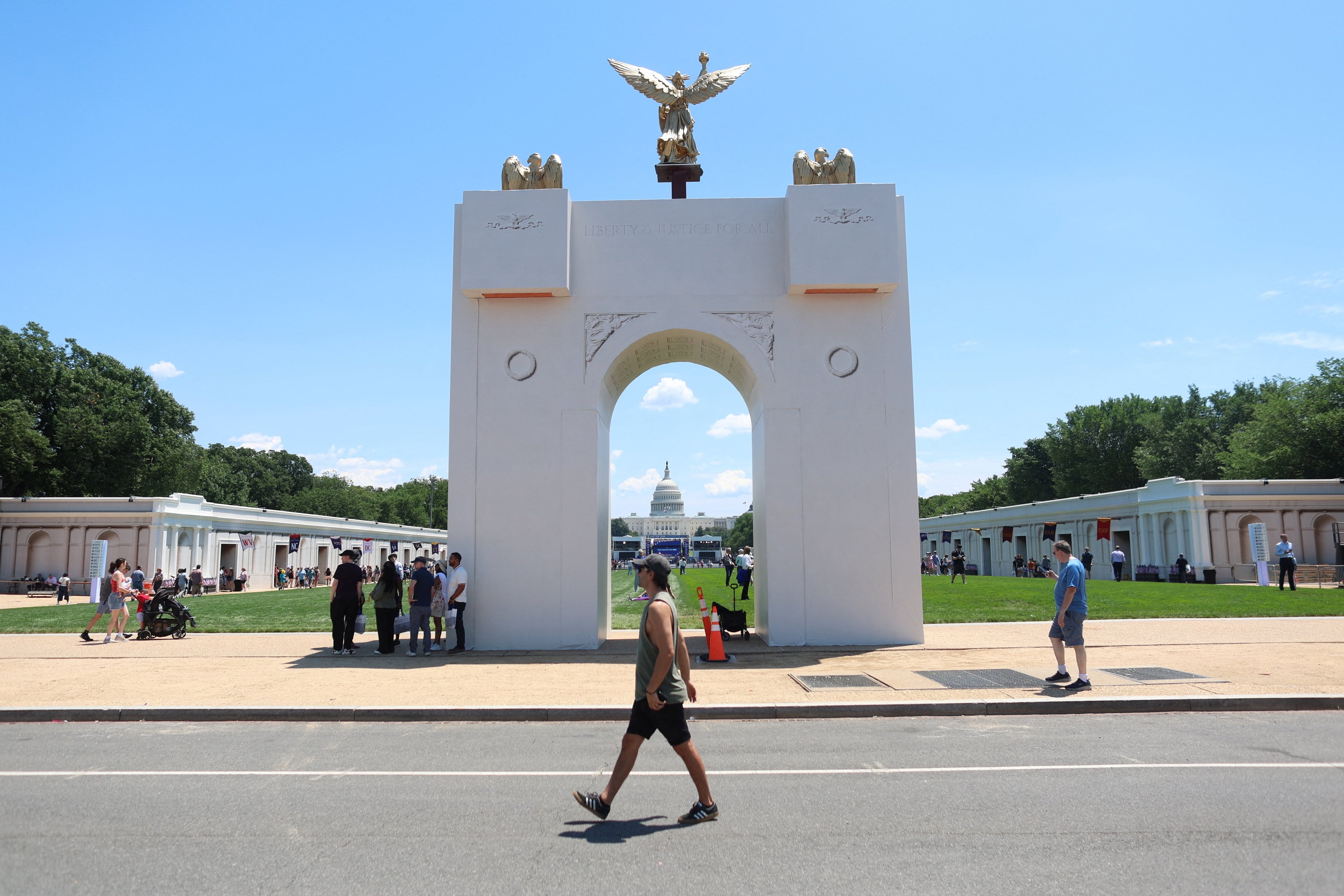 Golf, cows and a fake triumphal arch: Welcome to Trump’s MAGA fair for America’s 250th anniversary