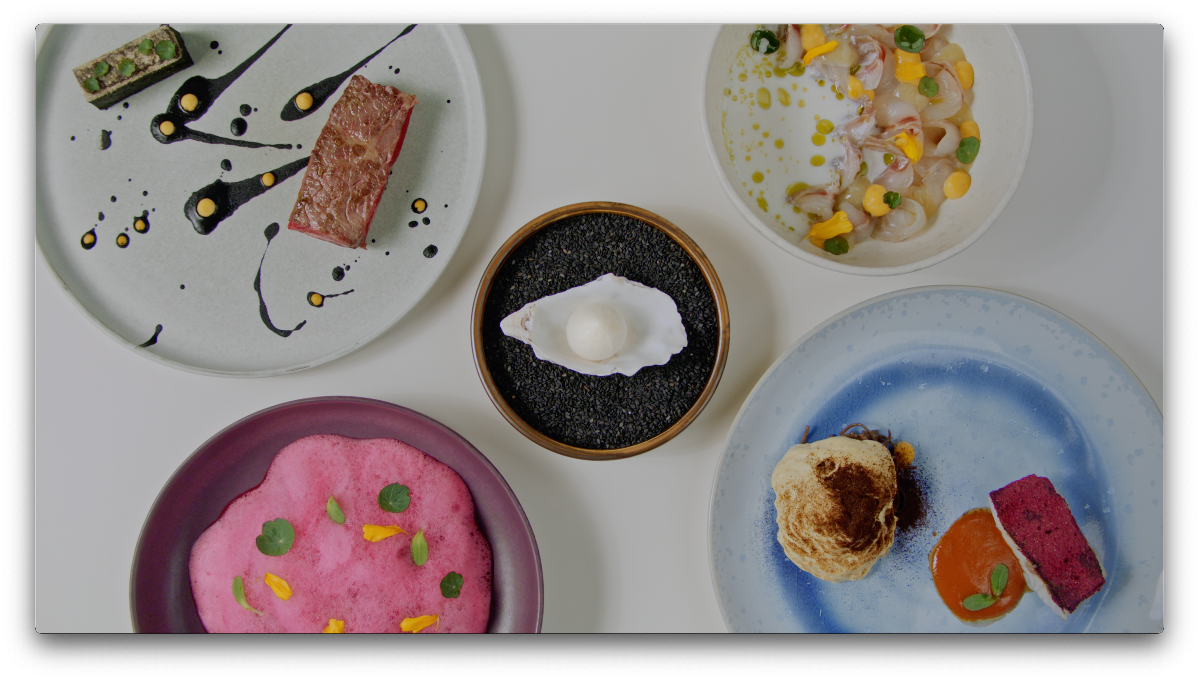 Different dishes prepared by Gerson Atalaya, a graduate of the Pachacútec Institute of Culinary Arts, at the Kay restaurant in Luxembourg.