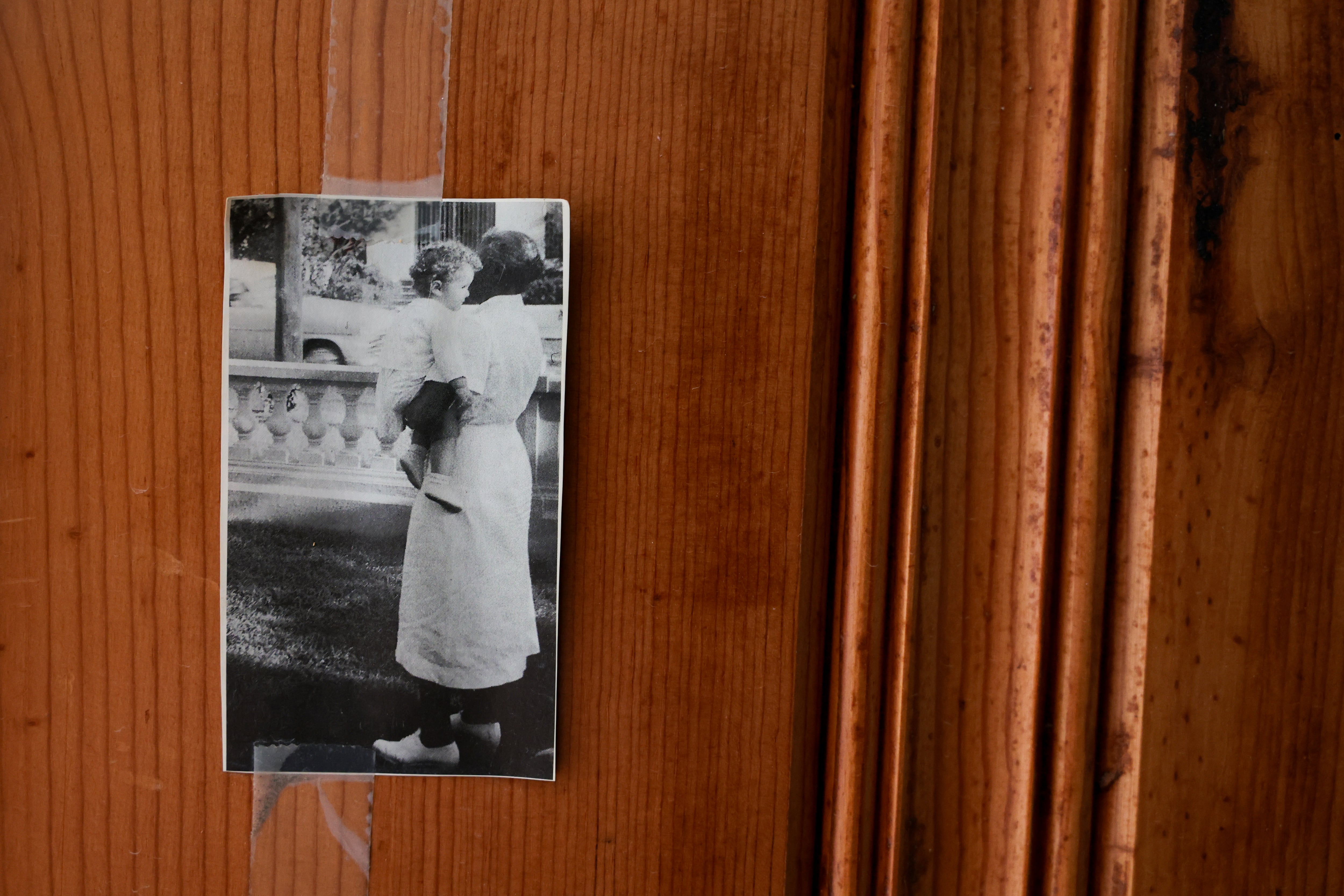 A photograph of Alina Fernandez, taped to a wall of her Little Havana residence.