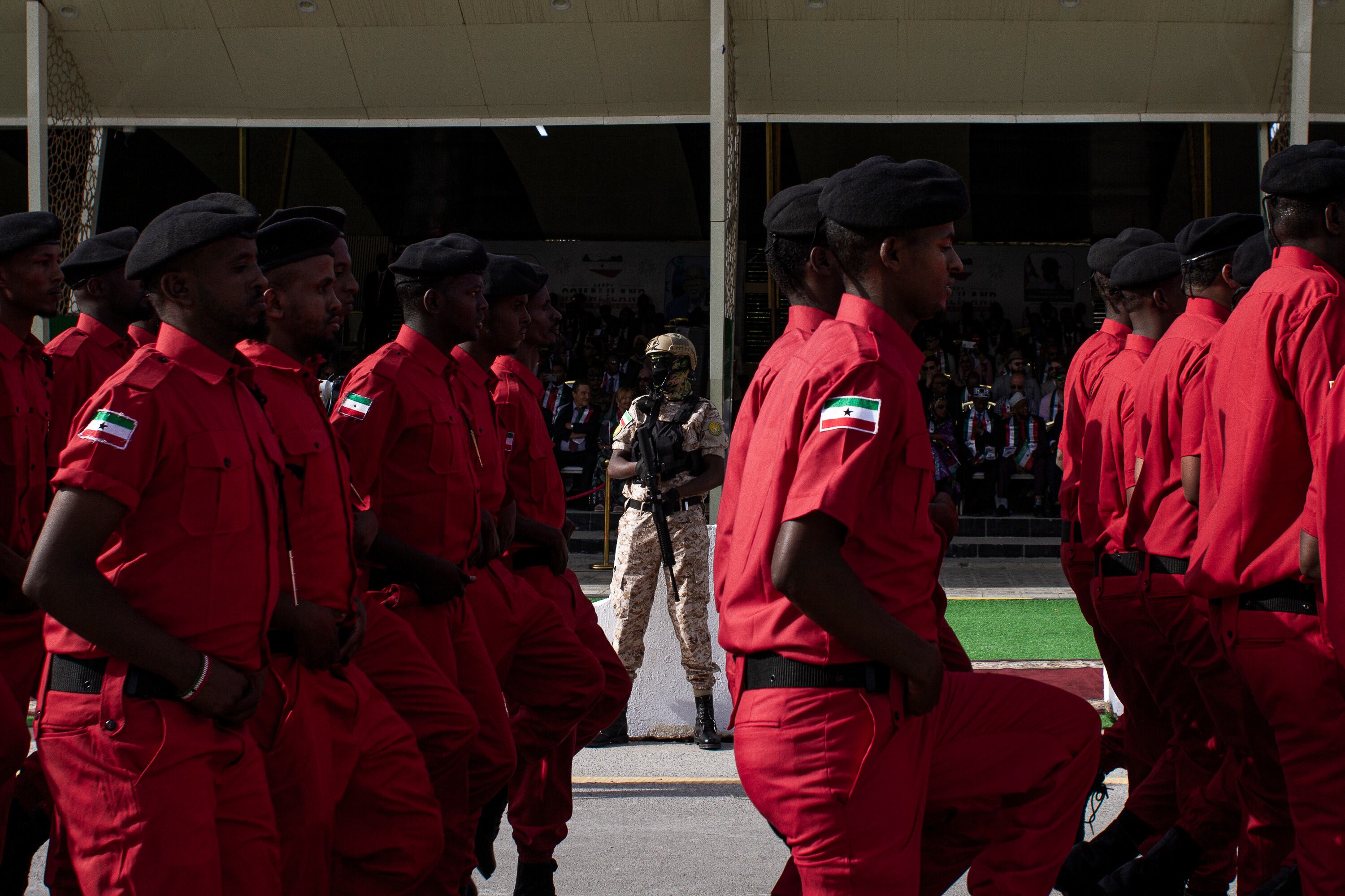 Members of the Somaliland Fire Brigade march in Hargeisa on Independence Day, May 18, 2026. 