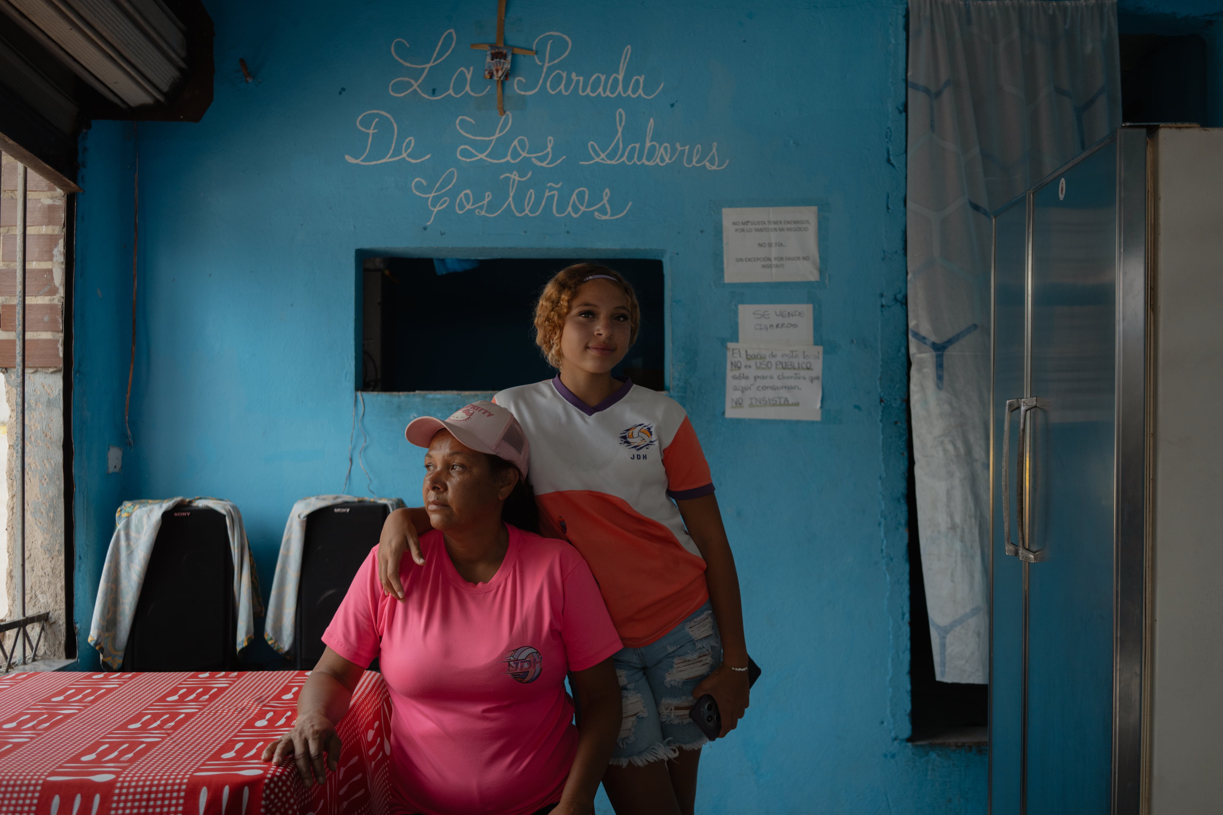 Damali Matos and her daughter Valeria, in the Petare neighborhood of Caracas, on April 11.