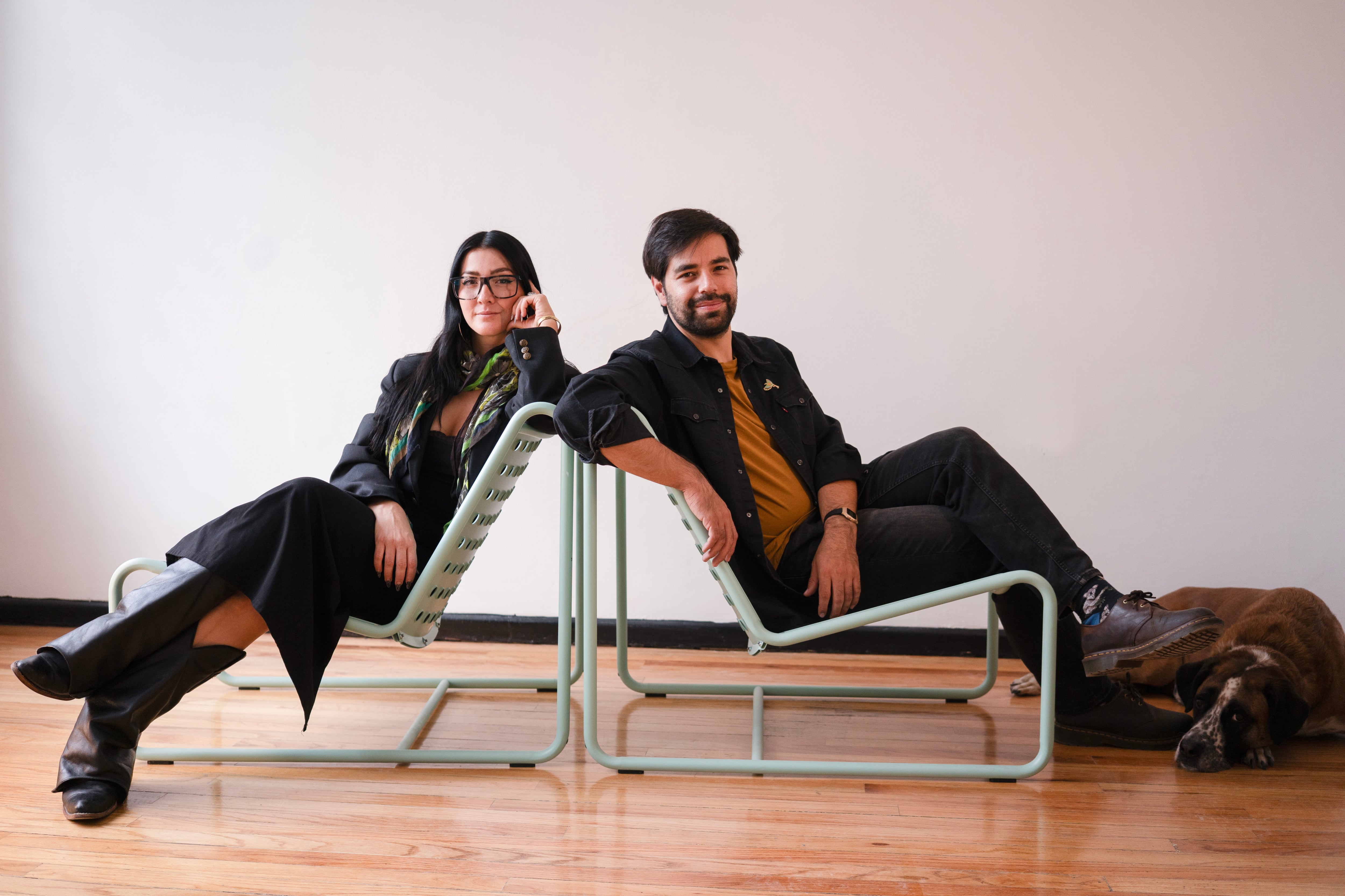 Eréndira Ibarra and Andrés Torres Checka, accompanied by Buna, in Mexico City, on May 11, 2026.