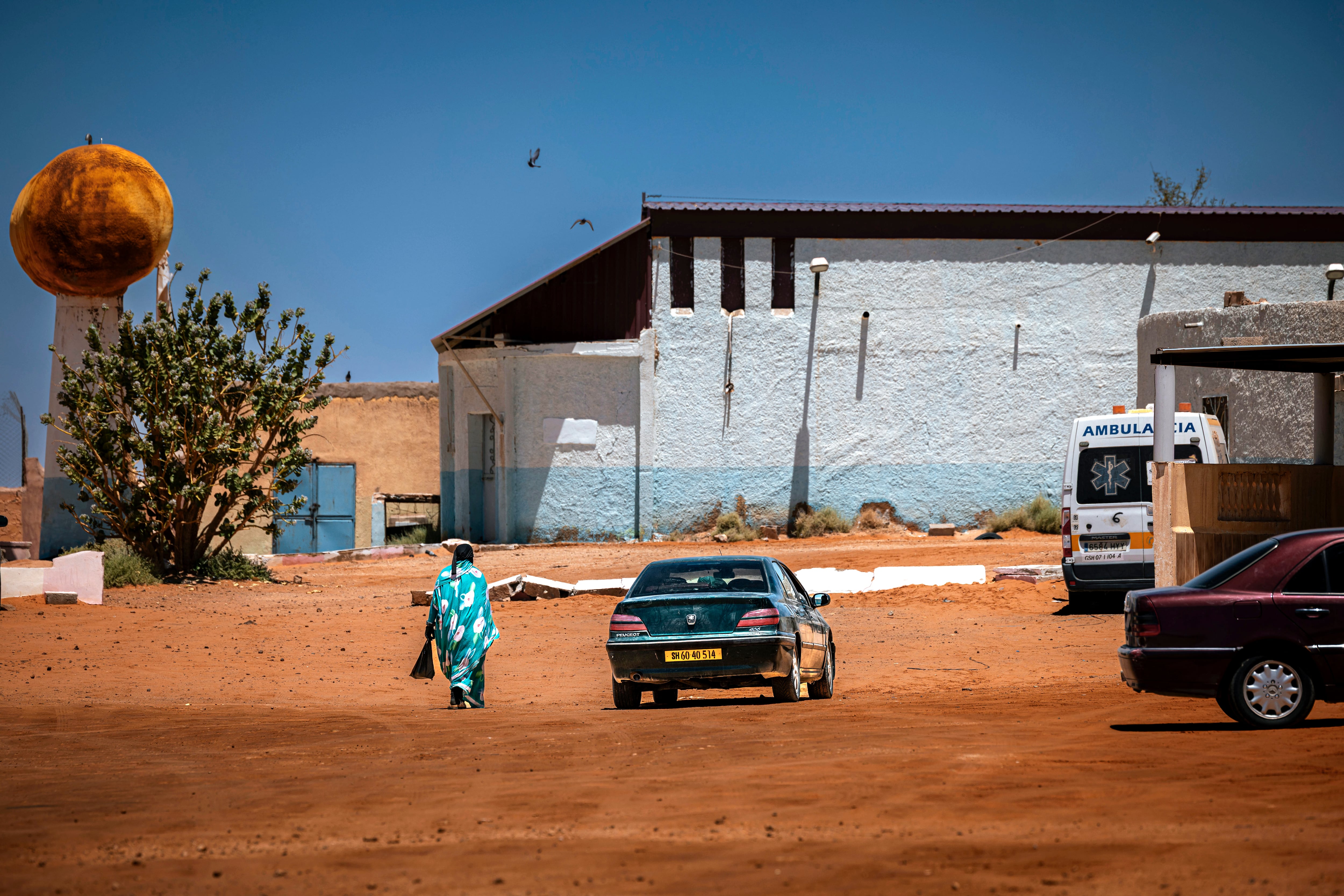 Exterior of Bachir Saleh National Hospital in Rabuni, in the administrative center of the Sahrawi refugee camps in Tinduf, Algeria.